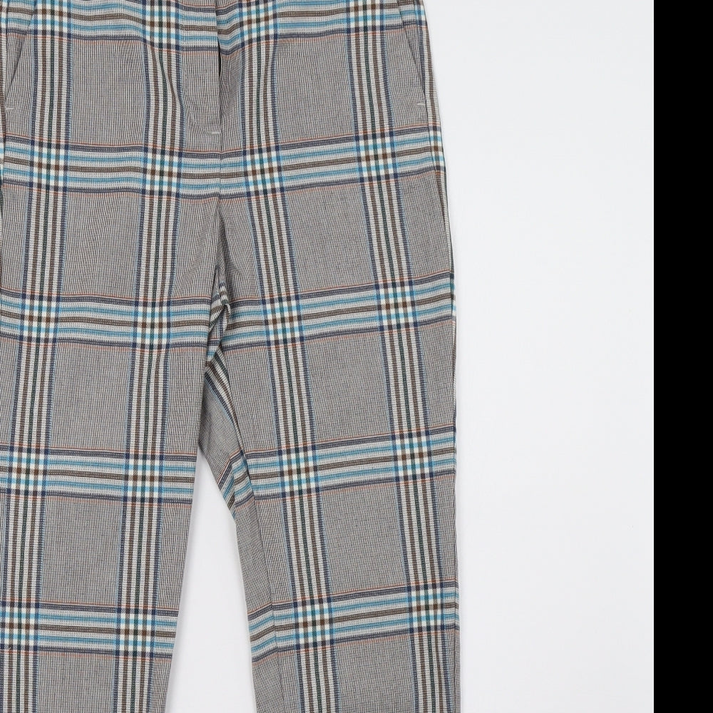 Marks and Spencer Womens Brown Check  Trousers  Size 10 L29 in