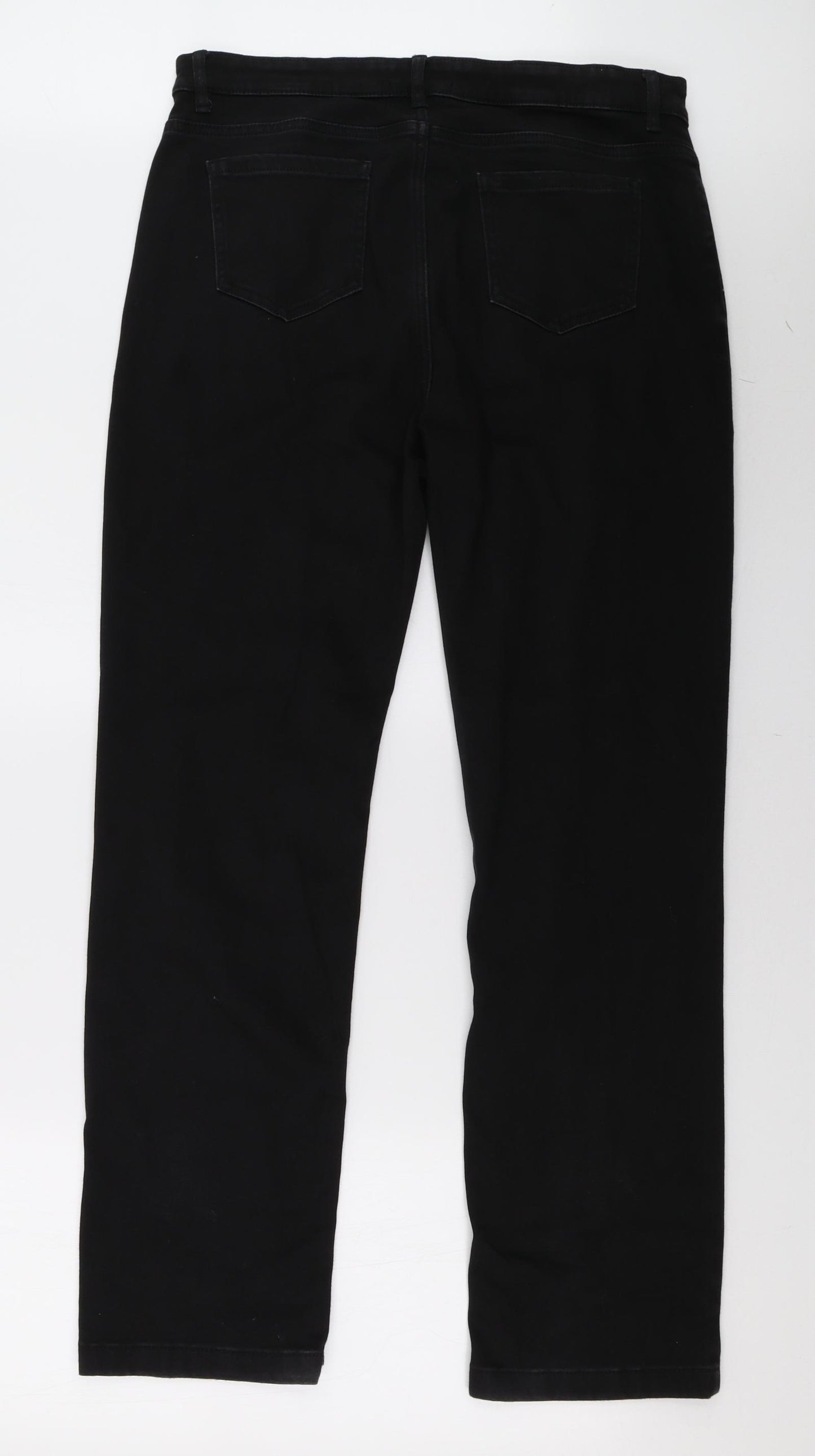 Marks and Spencer Womens Black  Denim Straight Jeans Size 16 L32 in