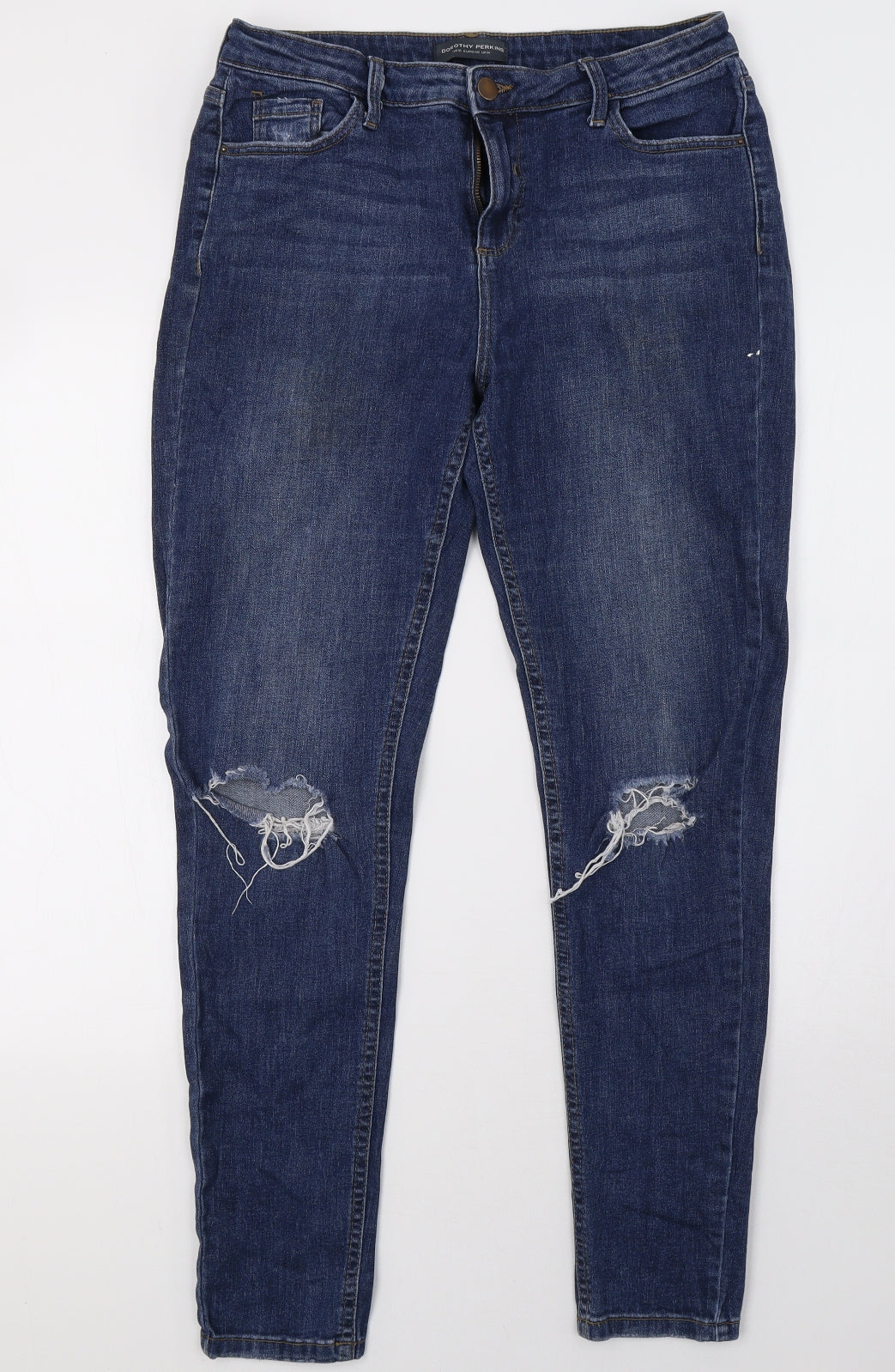 Dorothy Perkins Womens Blue  Denim Straight Jeans Size 14 L32 in