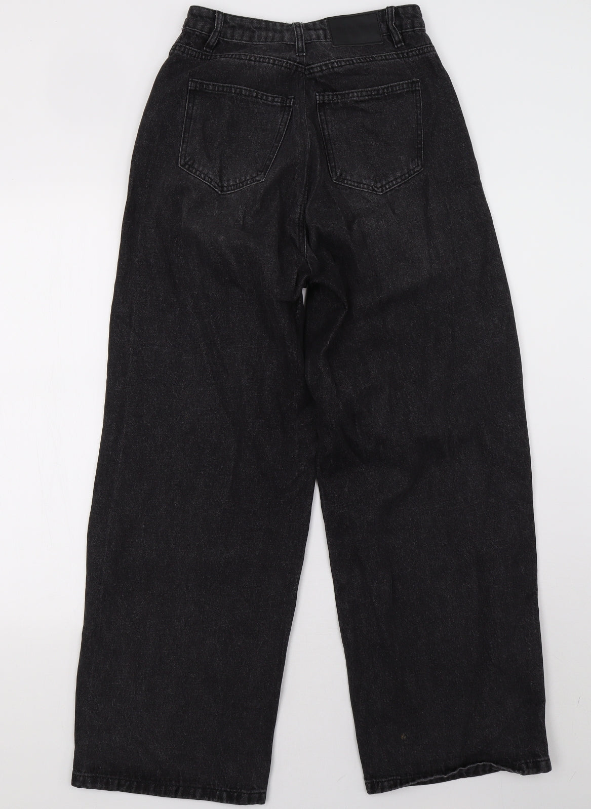 Missguided Womens Black  Denim Wide-Leg Jeans Size 8 L32 in