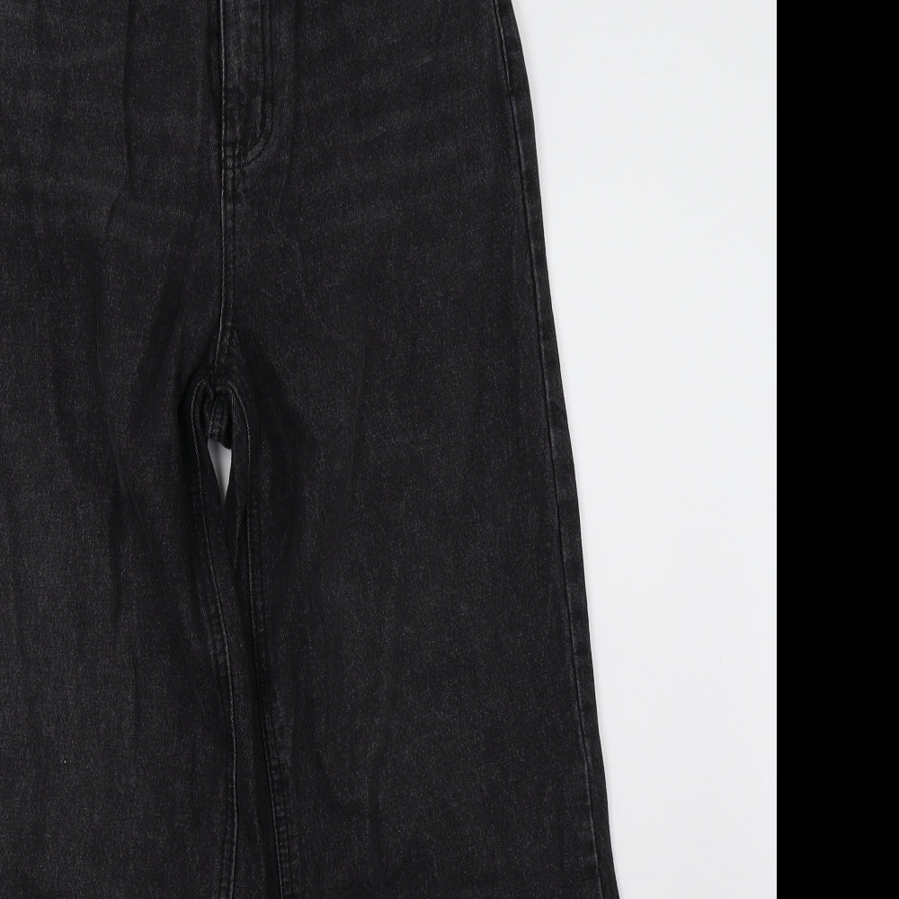 Missguided Womens Black  Denim Wide-Leg Jeans Size 8 L32 in