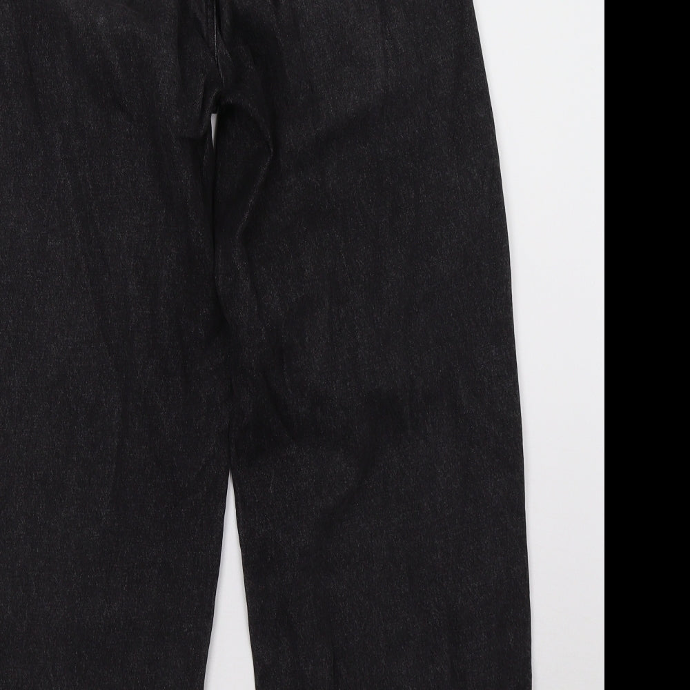 Missguided Womens Black  Denim Wide-Leg Jeans Size 8 L32 in