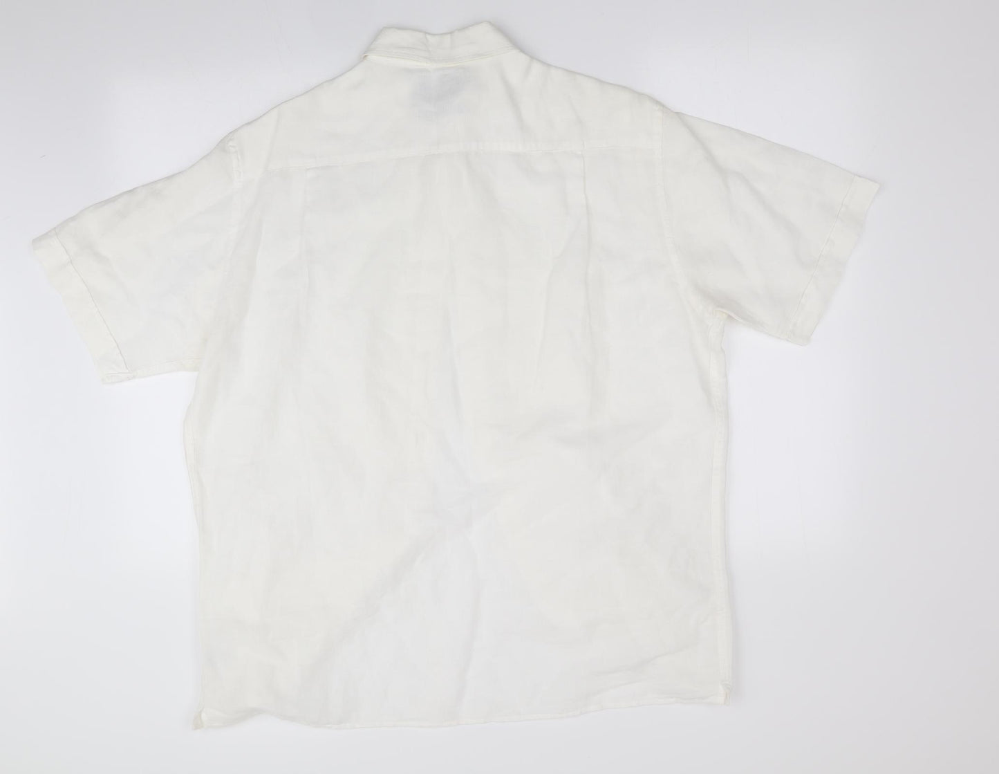 Marks and Spencer Mens Ivory    Button-Up Size L  - Linen look shirt