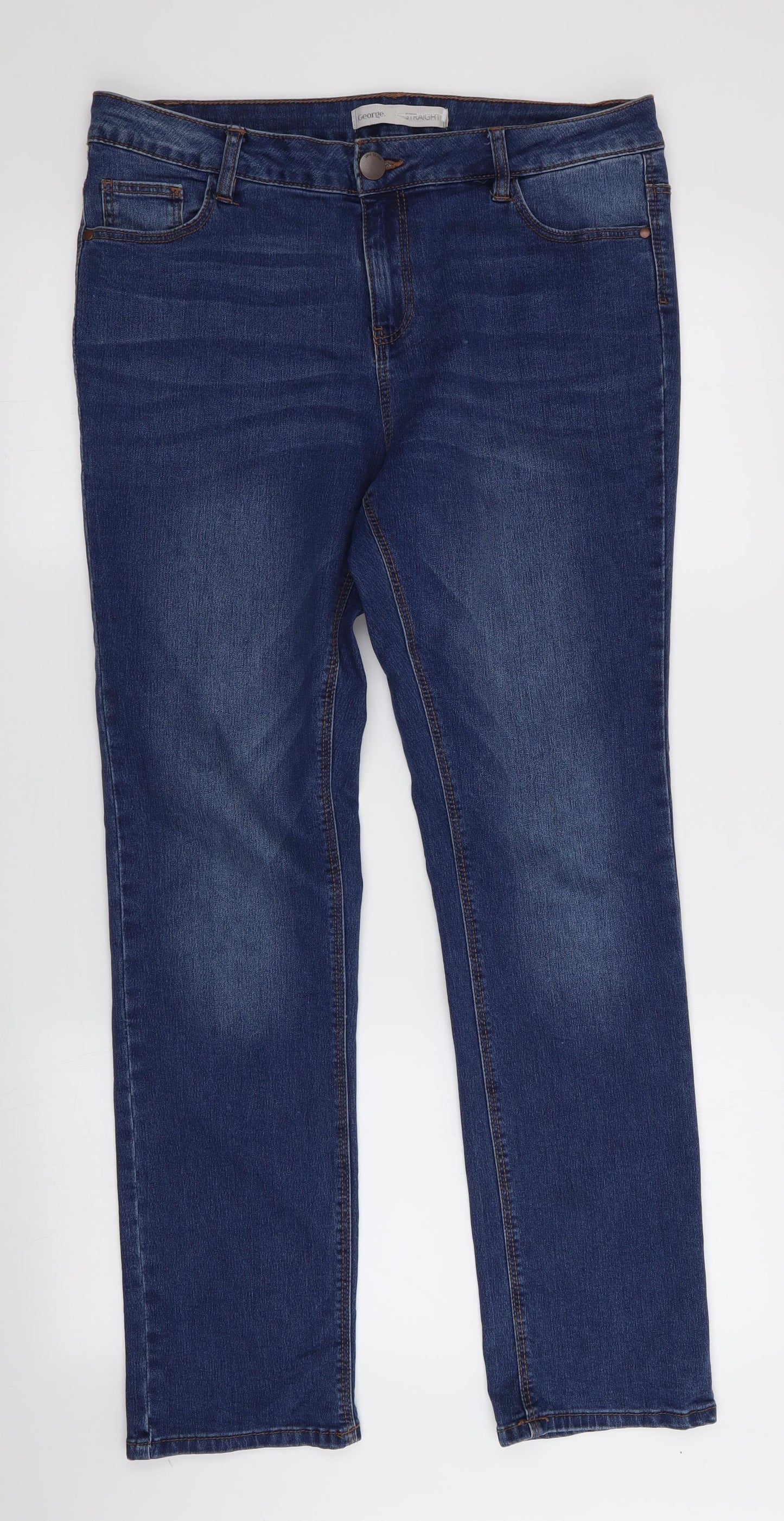 George Womens Blue   Straight Jeans Size 14 L29 in