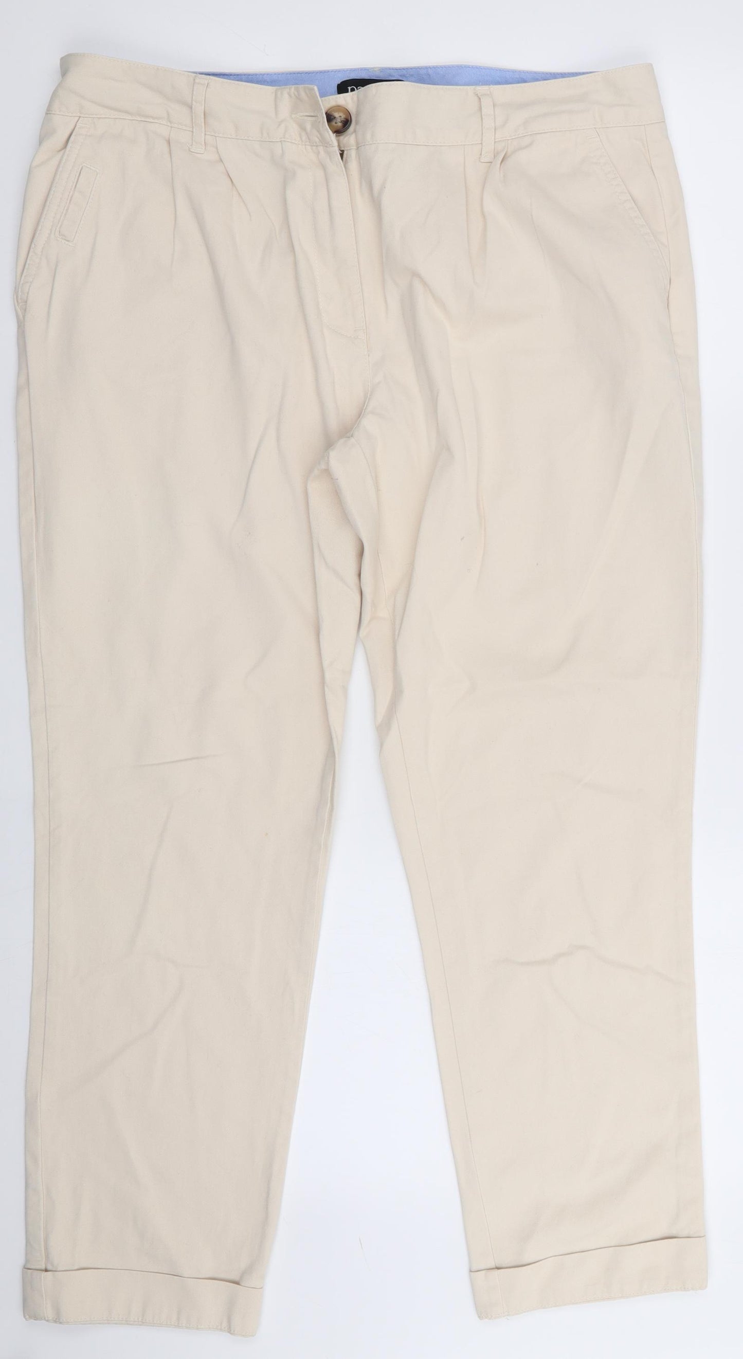 Papaya Womens Ivory   Chino Trousers Size 14 L26 in - turnups