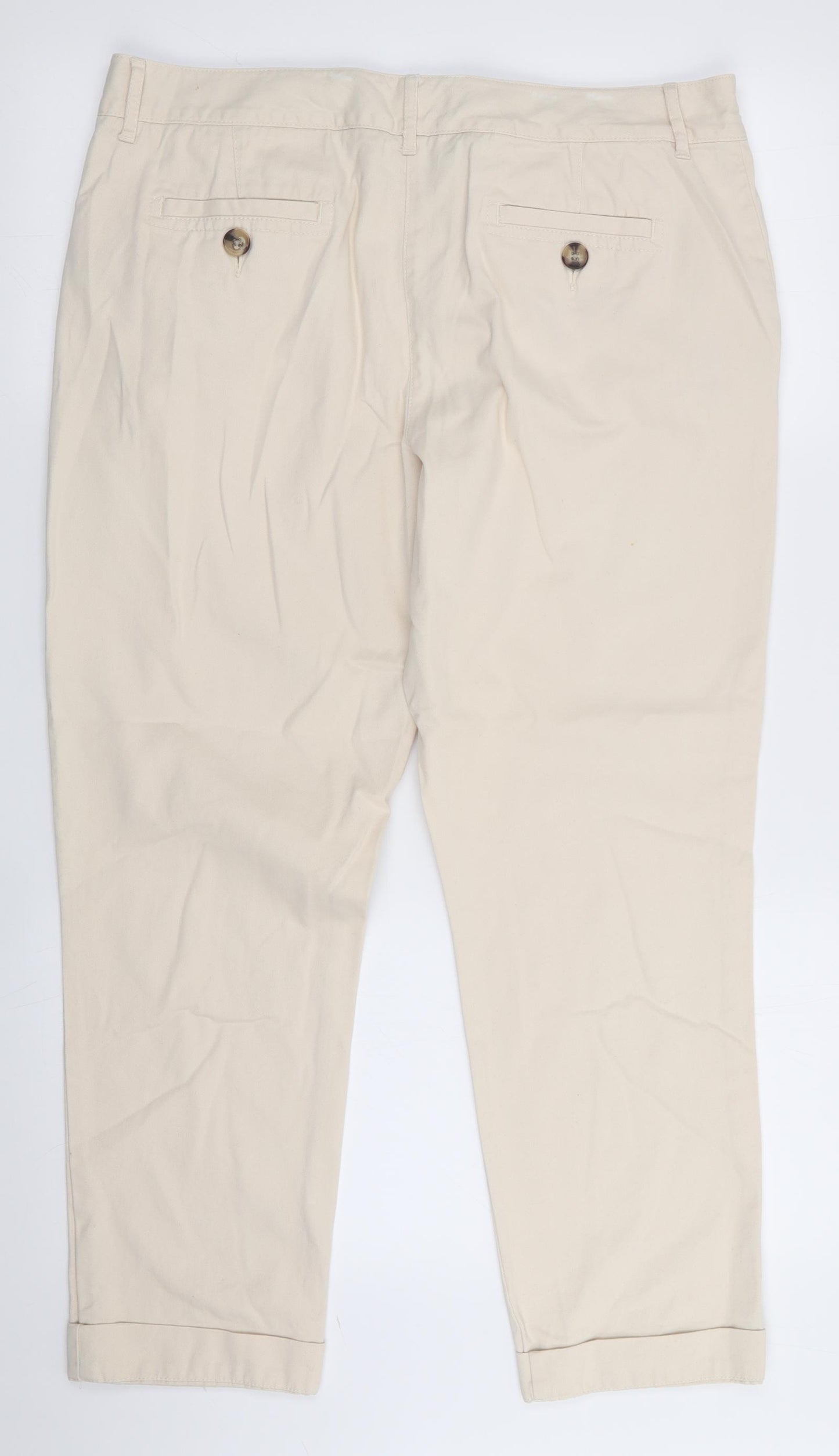 Papaya Womens Ivory   Chino Trousers Size 14 L26 in - turnups