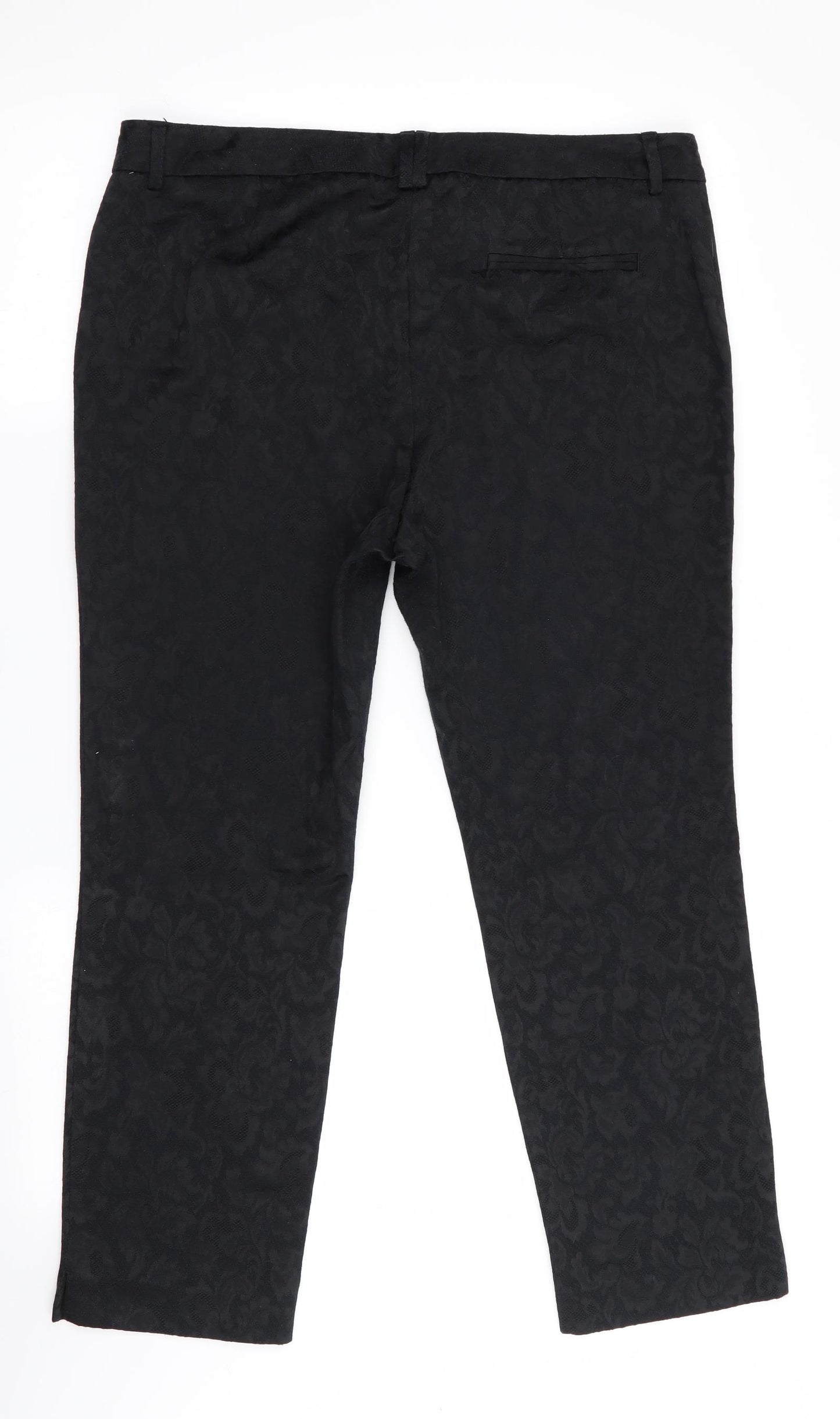 marks and spen Womens Black Floral  Trousers  Size 14 L26 in