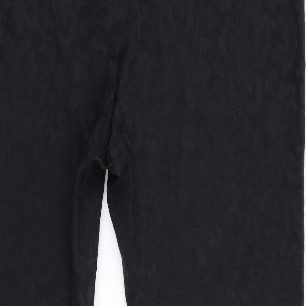 marks and spen Womens Black Floral  Trousers  Size 14 L26 in