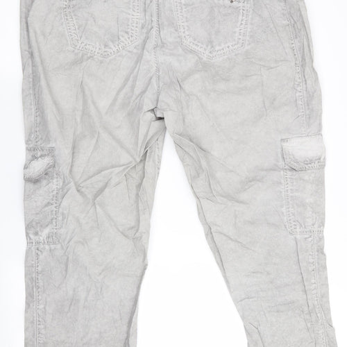 CRO Mens Grey   Cargo Trousers Size 38 in L27 in - DISTRESSED