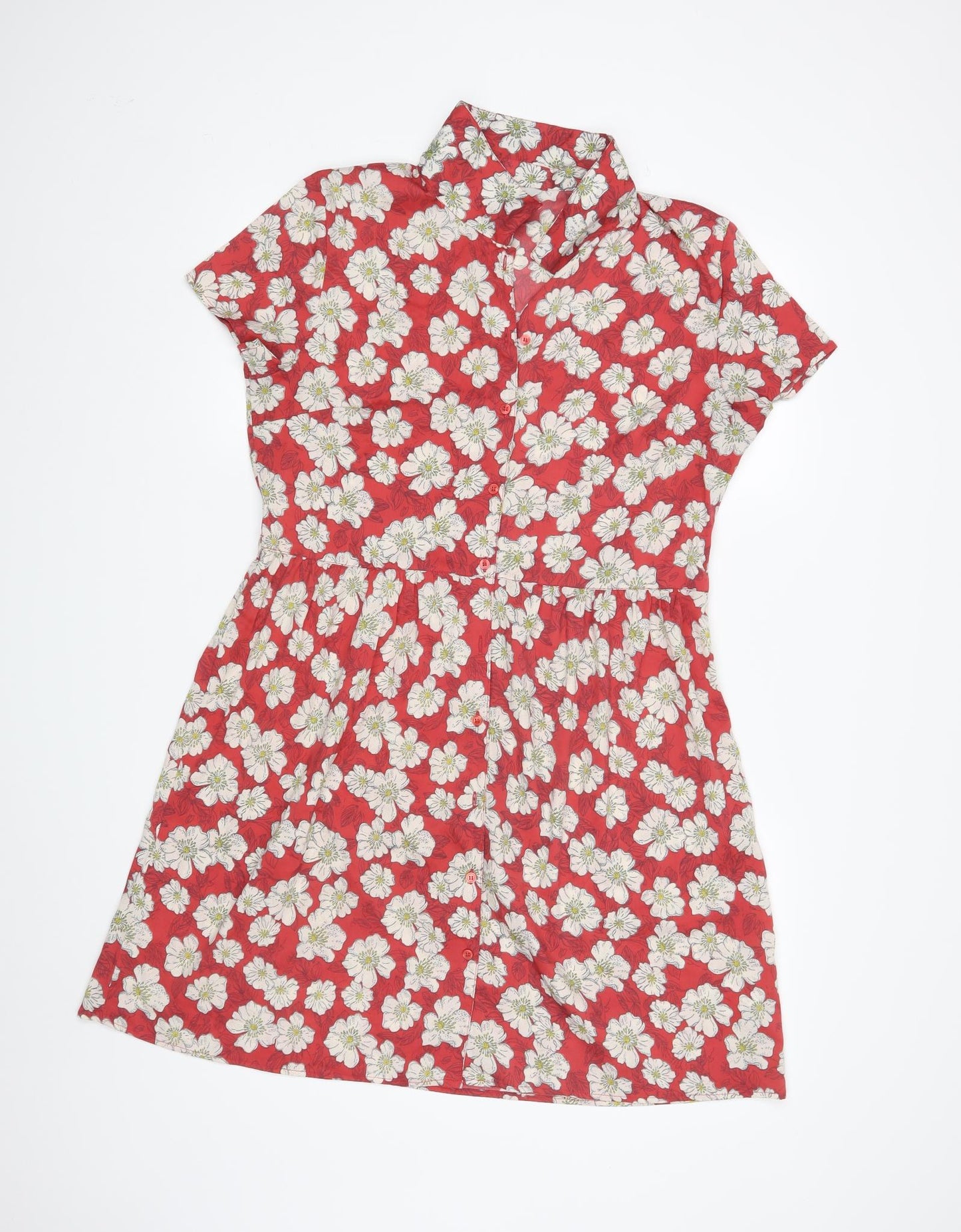 Peacocs Womens Red Floral  Shirt Dress  Size 14
