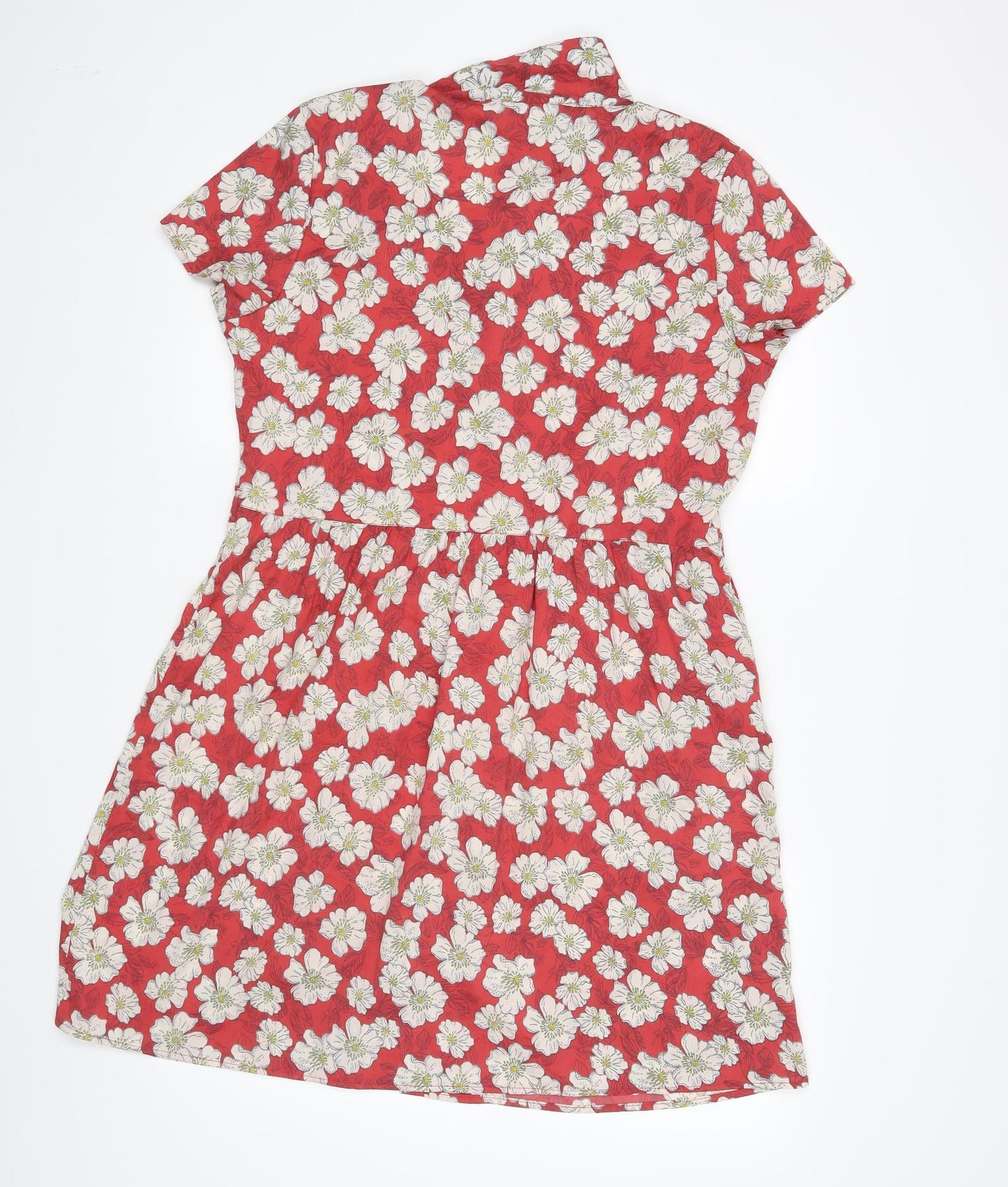 Peacocs Womens Red Floral  Shirt Dress  Size 14