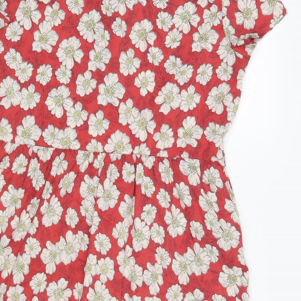 Peacocs Womens Red Floral  Shirt Dress  Size 14