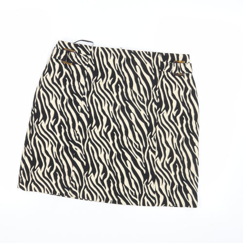 F7F Womens Beige Animal Print  Mini Skirt Size 10