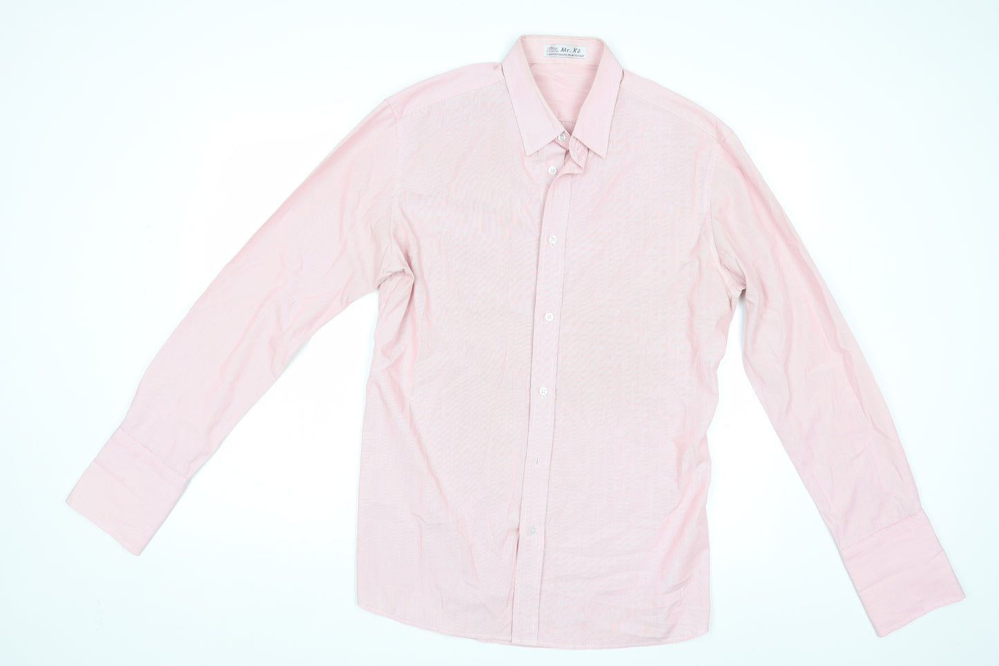 Mr. Xe Mens Pink Striped   Dress Shirt Size M