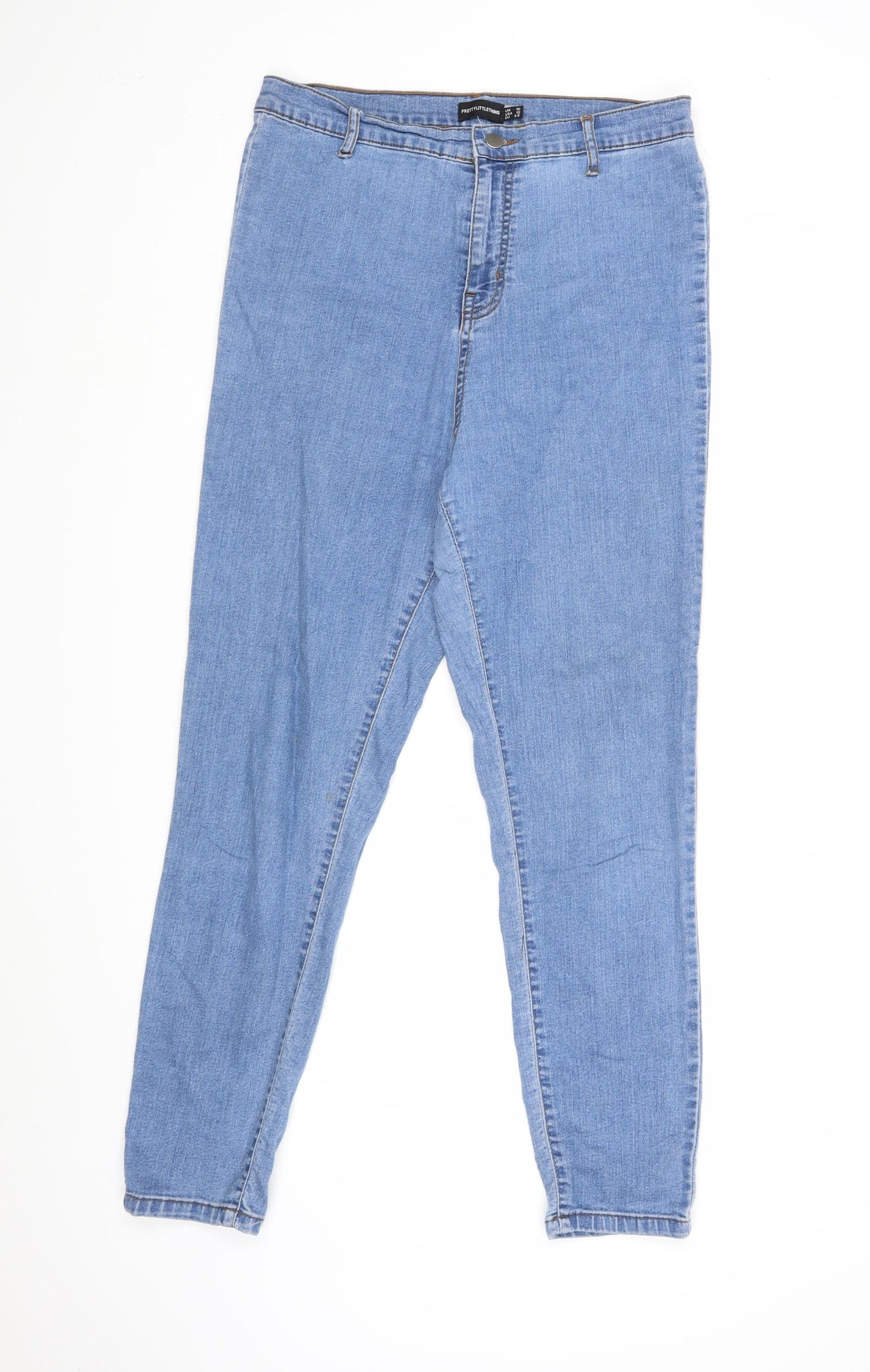 PRETTYLITTLETHING Womens Blue   Skinny Jeans Size 16 L29 in