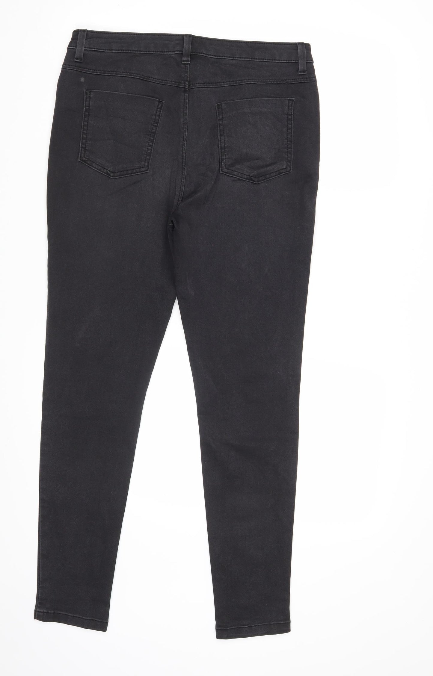 M&s Womens Black   Skinny Jeans Size 14 L29 in - Embellished Pockets