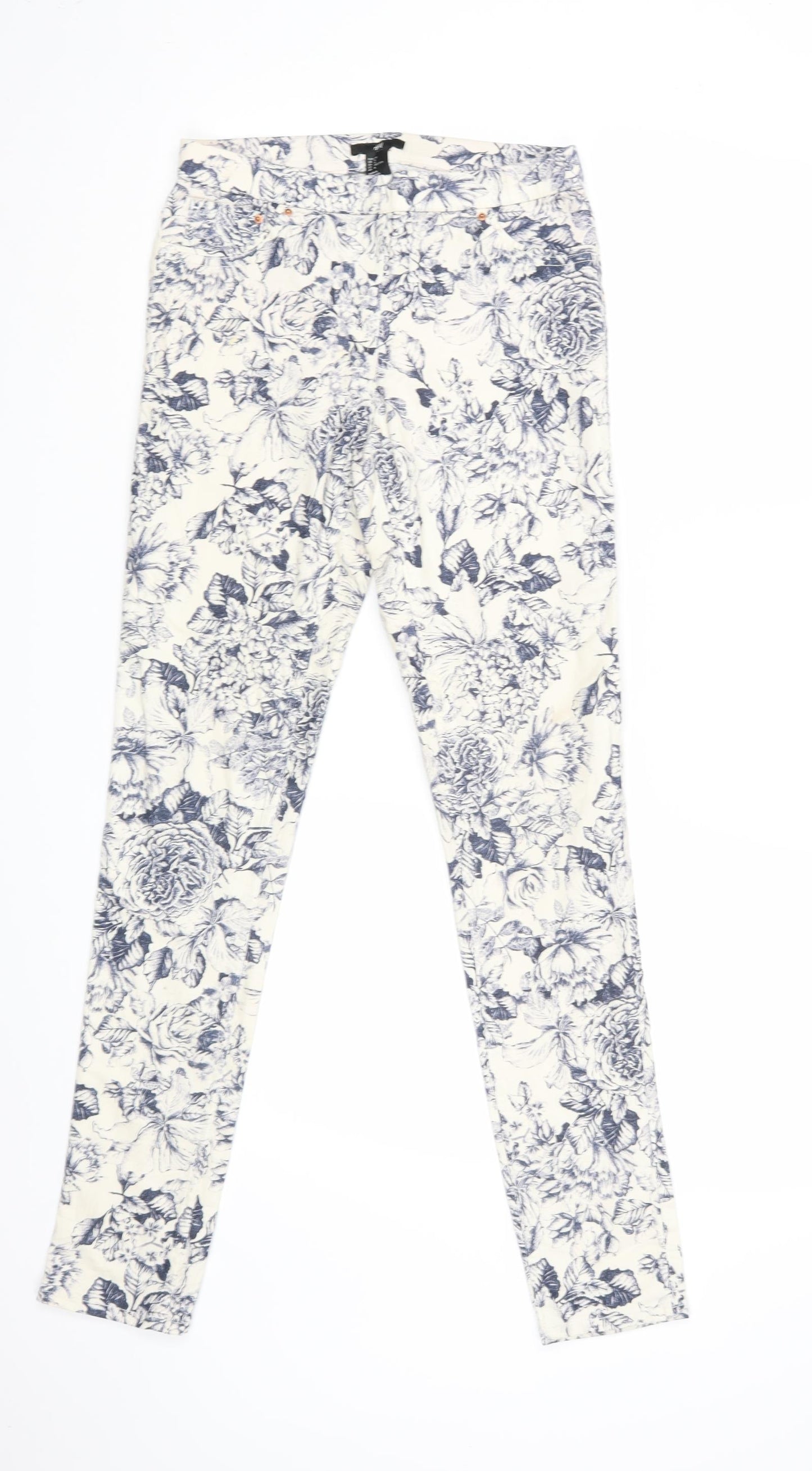 H&M Womens White Floral  Jegging Jeans Size 8 L29 in