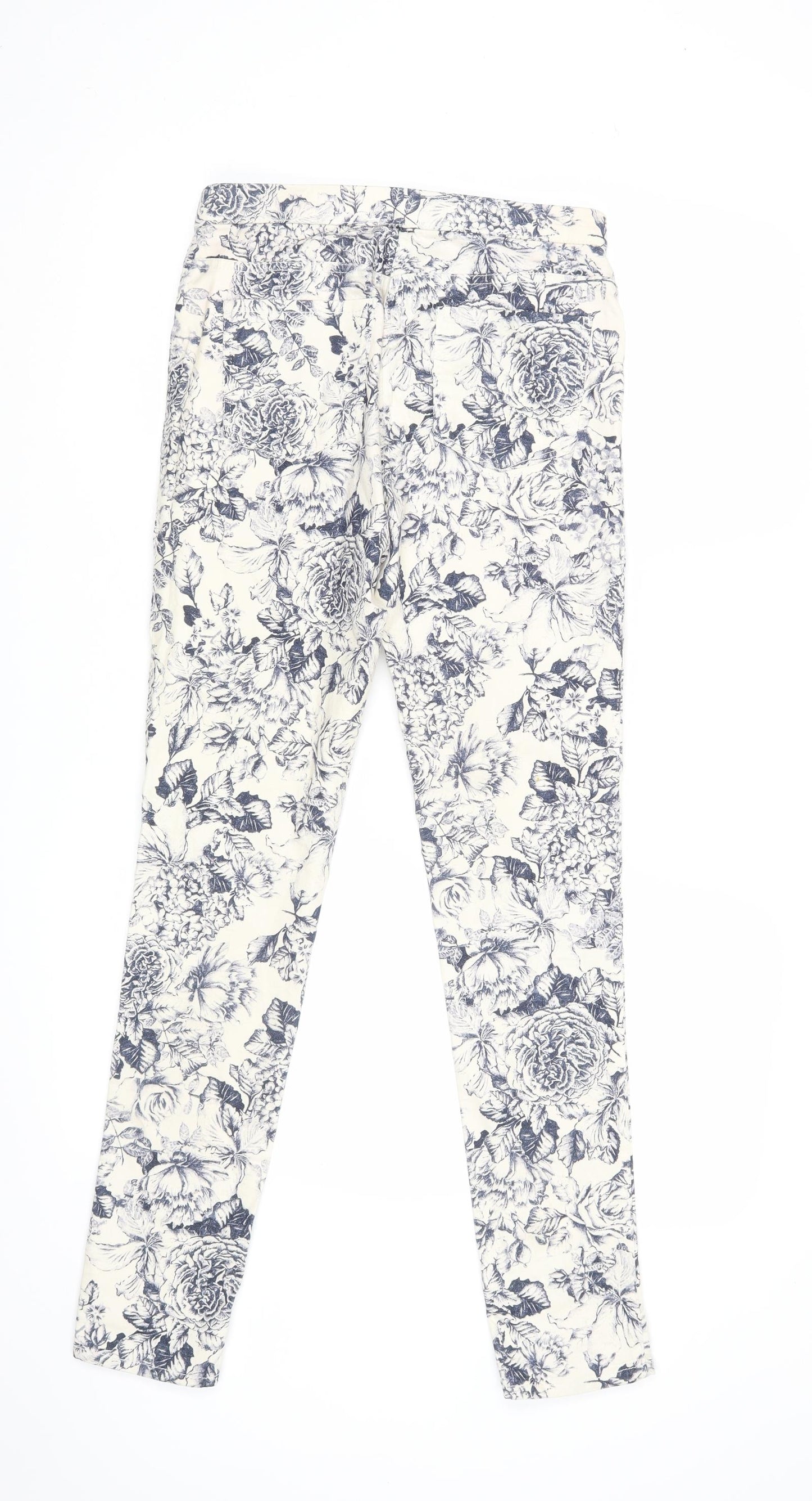 H&M Womens White Floral  Jegging Jeans Size 8 L29 in