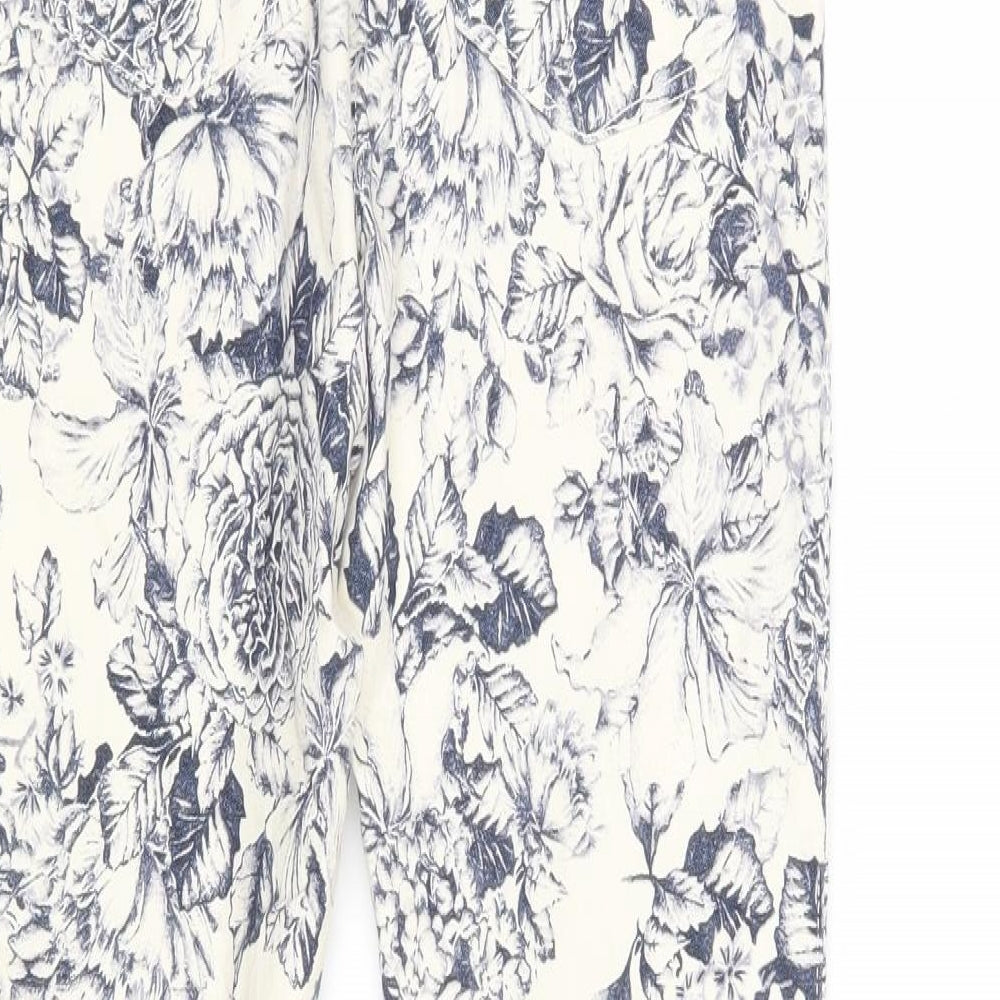 H&M Womens White Floral  Jegging Jeans Size 8 L29 in