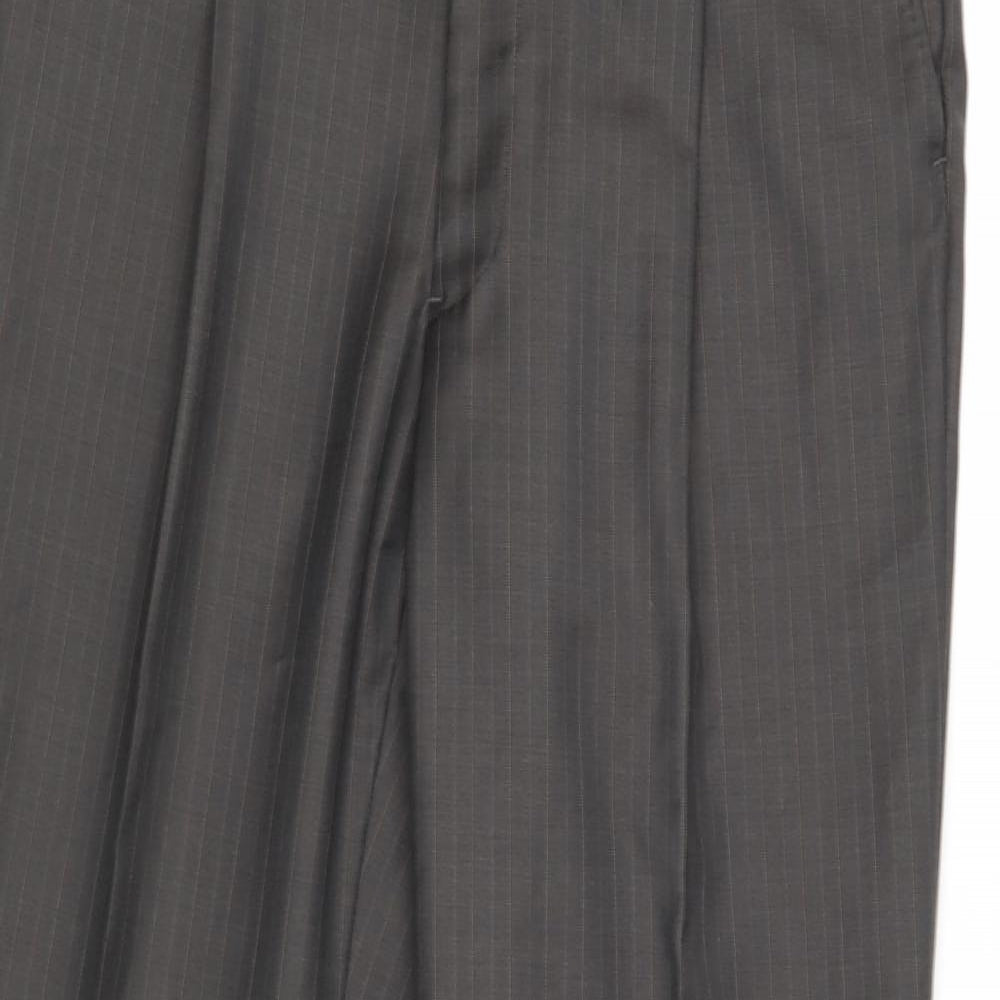Preworn Mens Grey Striped  Dress Pants Trousers Size 34 L31 in