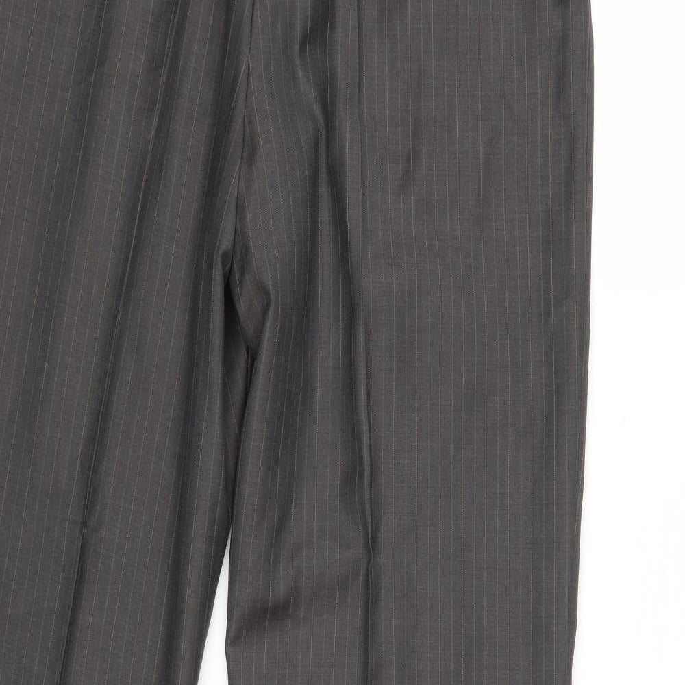 Preworn Mens Grey Striped  Dress Pants Trousers Size 34 L31 in