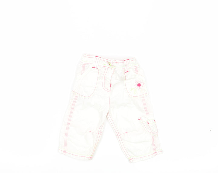 M&S Baby White Cargo Trousers Size 3-6 Months