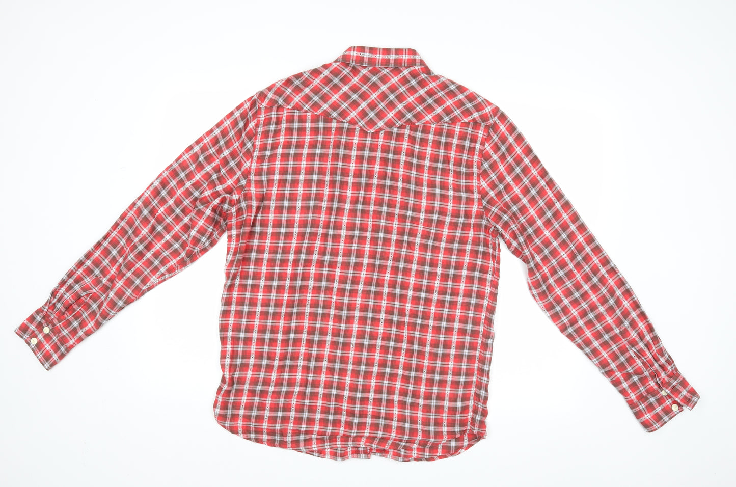 Lucky Brand Womens Red Check  Basic Button-Up Size M