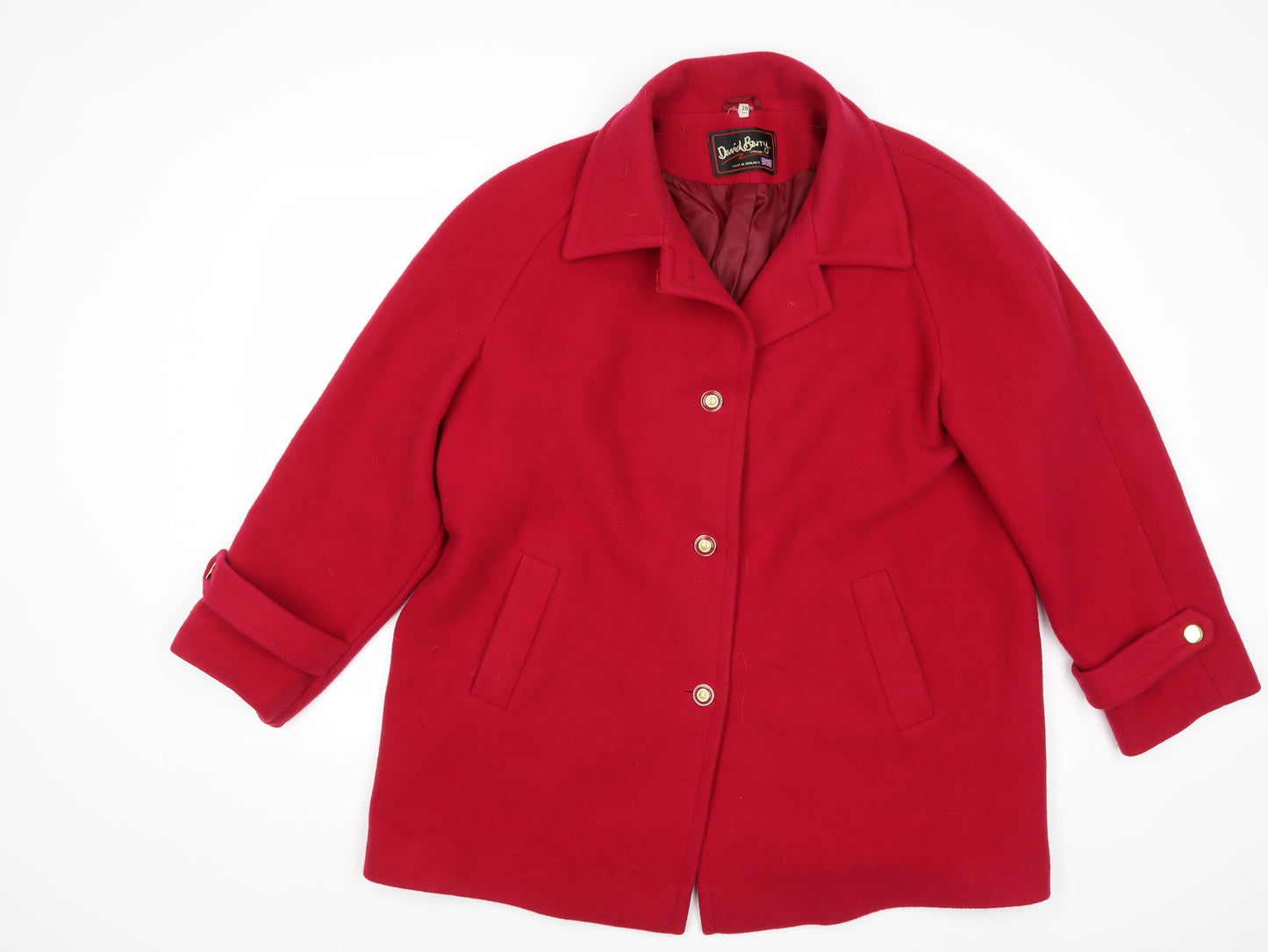 David Barry Womens Red   Pea Coat Coat Size 20