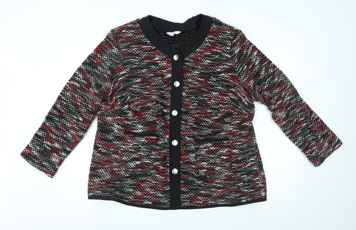 julipa Womens Red Striped  Cardigan Jumper Size 22