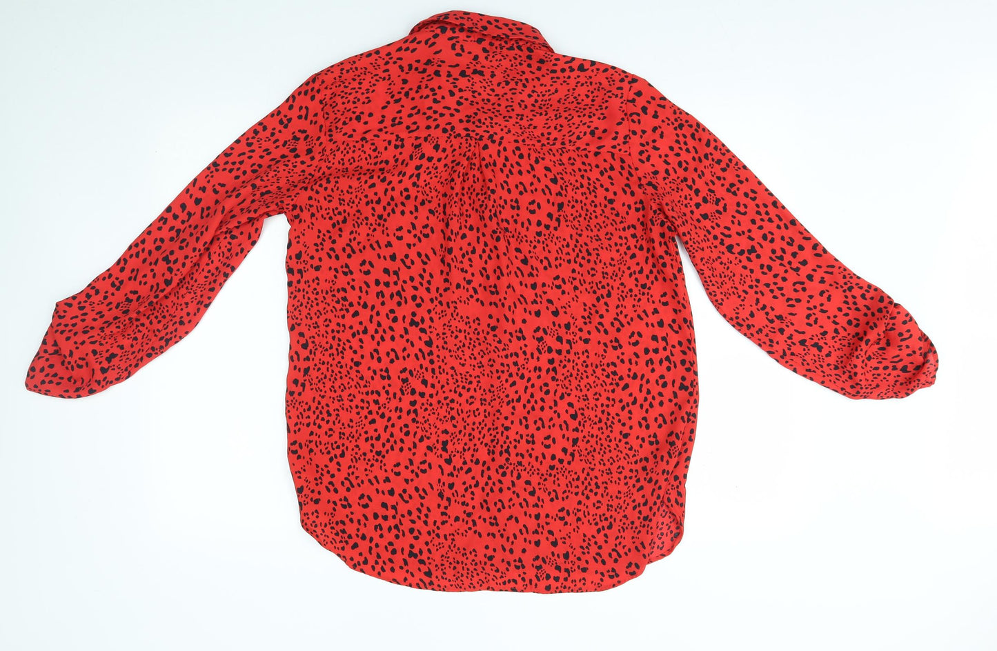 F&F Womens Red Animal Print  Basic Button-Up Size 14