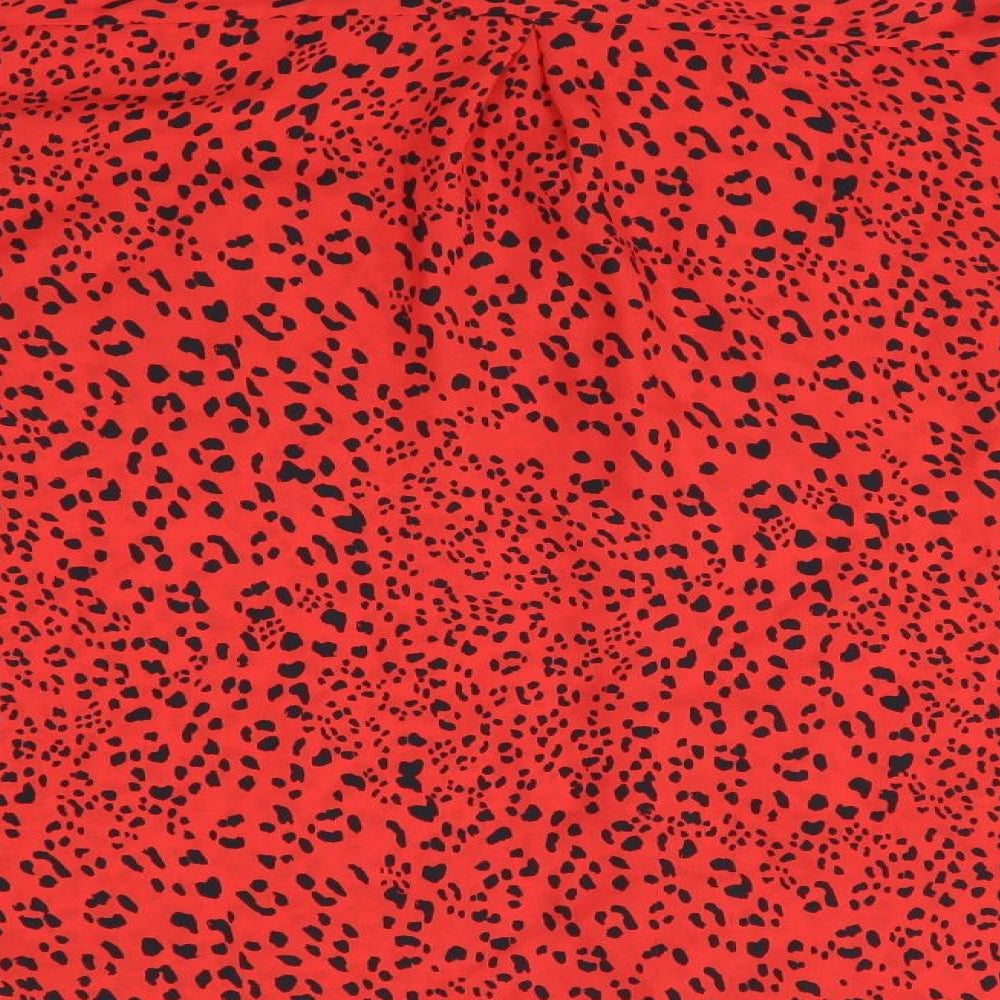 F&F Womens Red Animal Print  Basic Button-Up Size 14