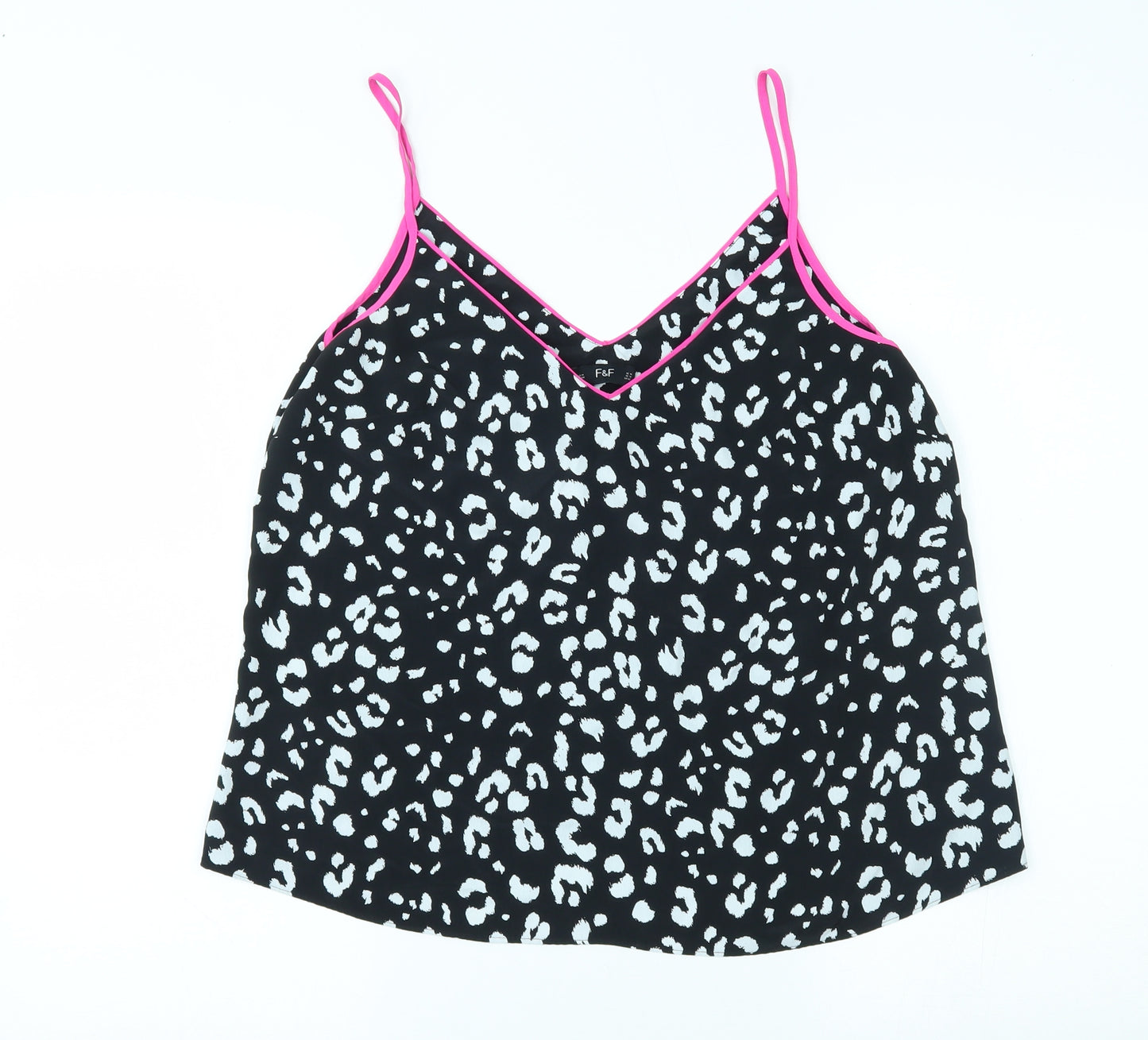 F&F Womens Black Animal Print  Camisole Tank Size 14