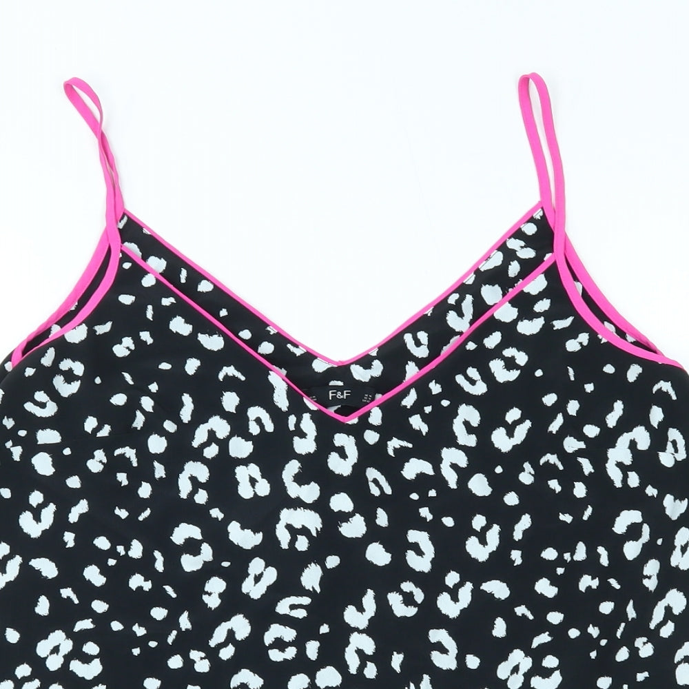 F&F Womens Black Animal Print  Camisole Tank Size 14
