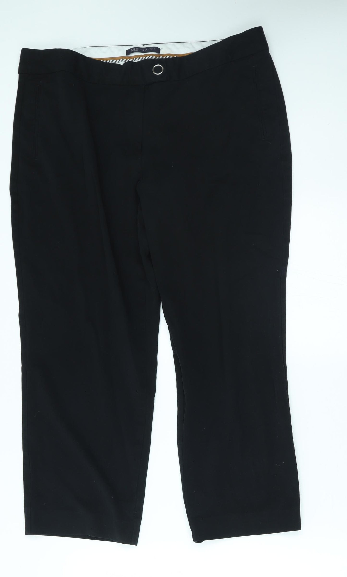 M&S Womens Black   Capri Trousers Size 16 L22 in