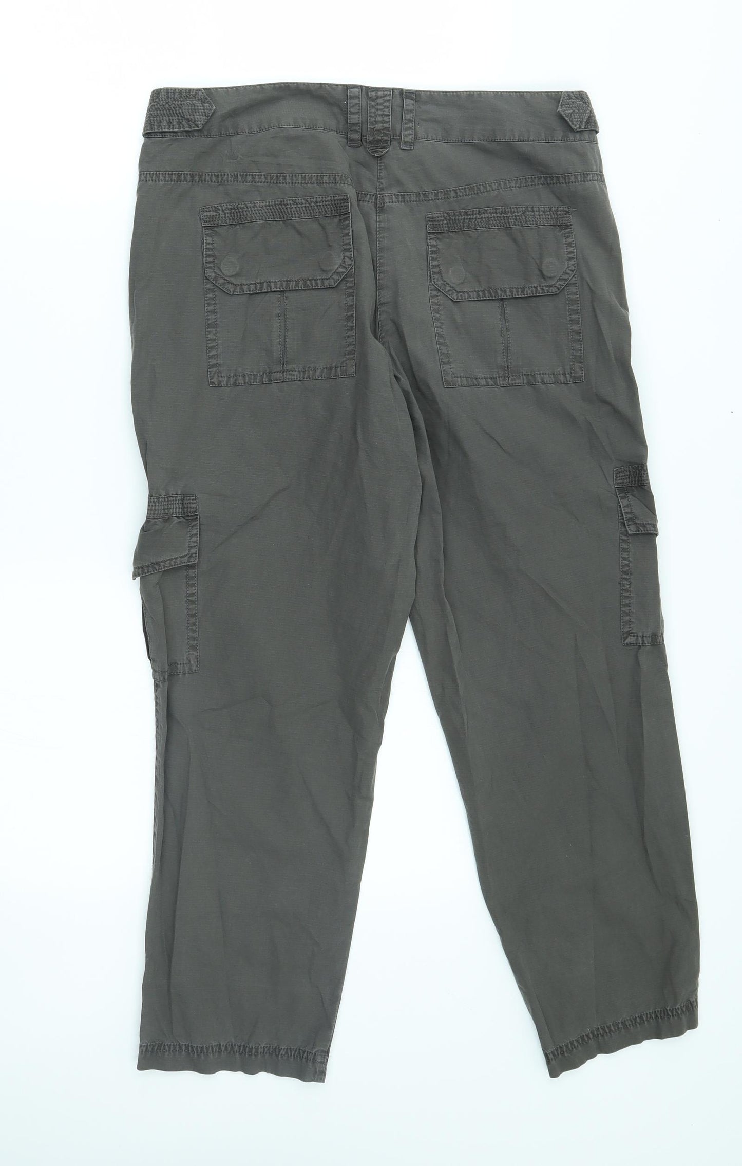 Oasis Womens Grey   Cargo Trousers Size 10 L24 in - cropped