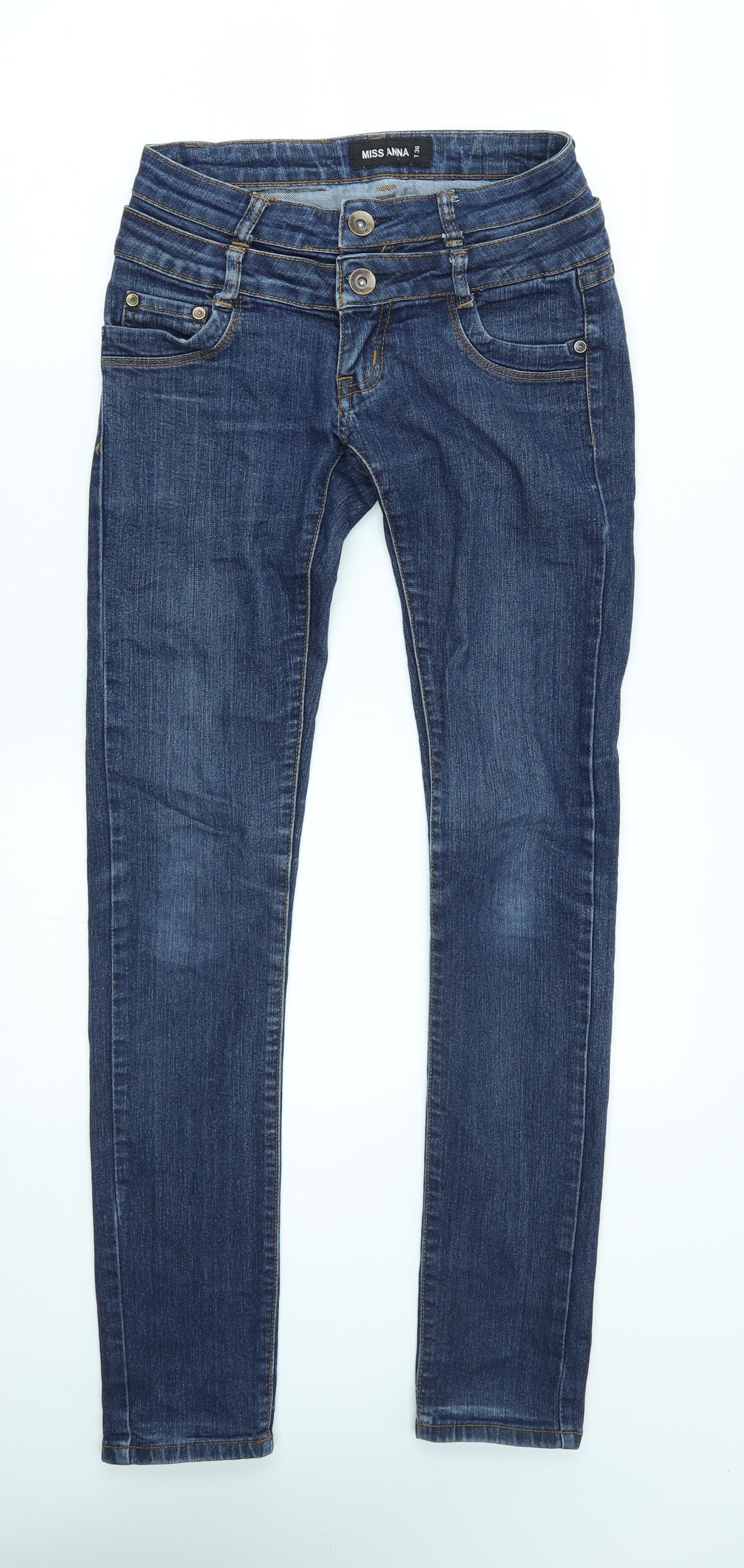miss anna Womens Blue   Straight Jeans Size 8 L31 in - double jean look