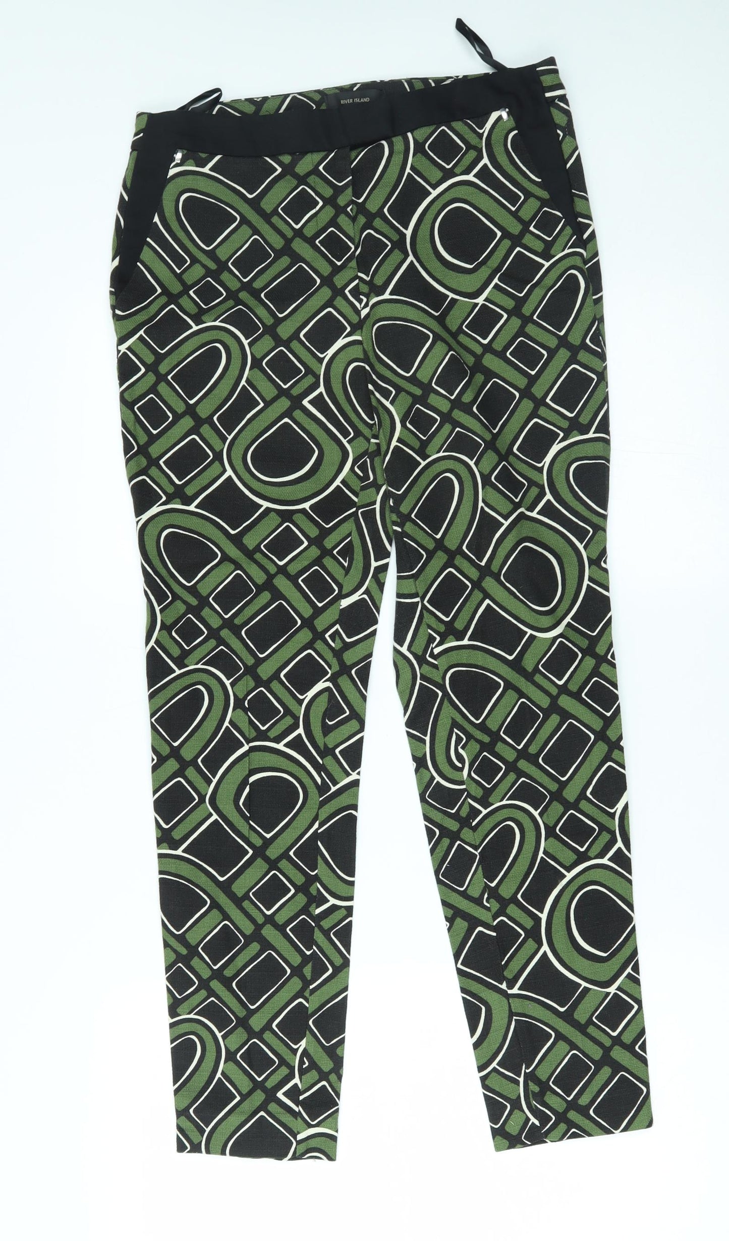 River Island Womens Green Geometric  Trousers  Size 8 L27 in