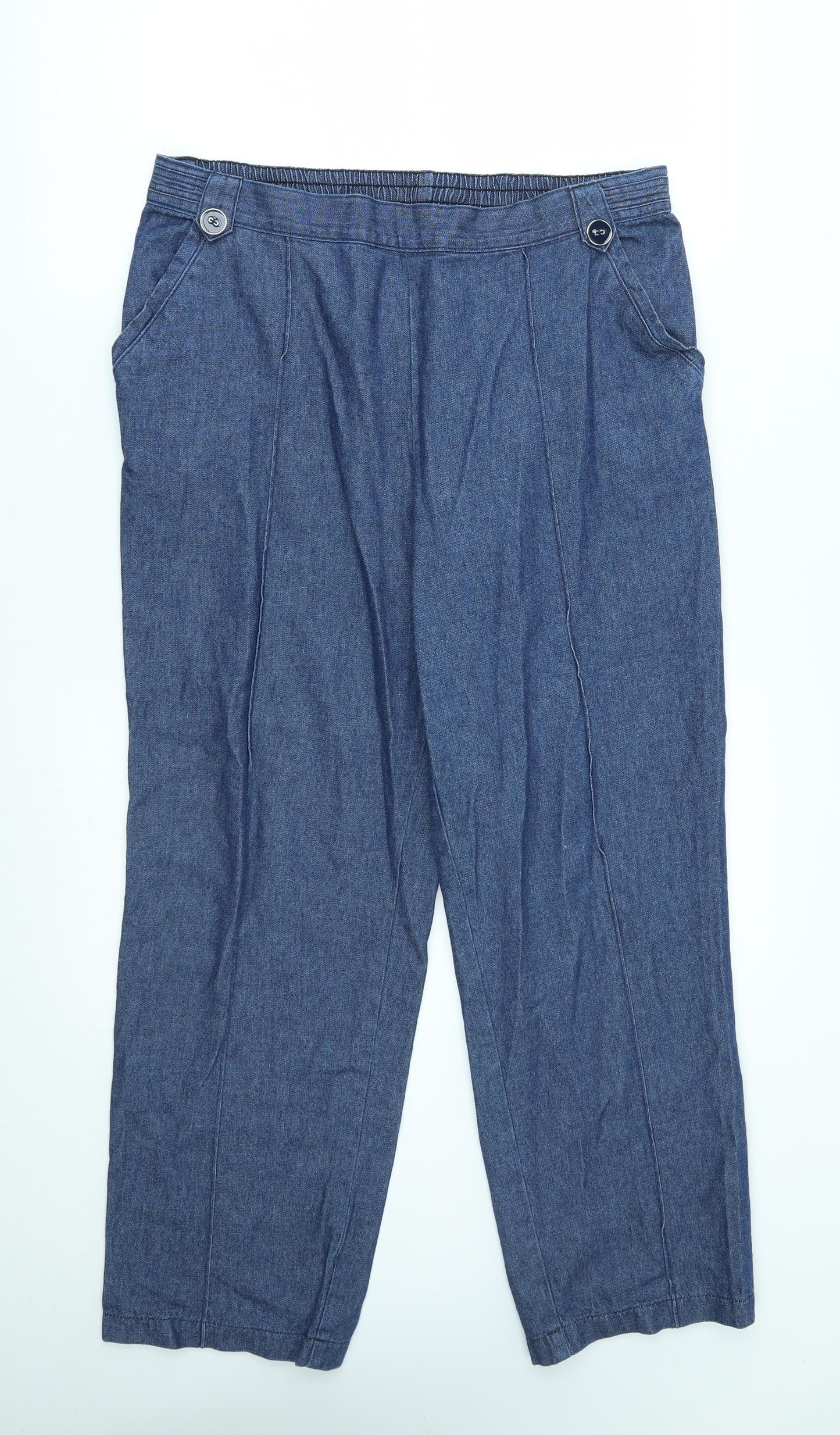 M&S Womens Blue   Capri Jeans Size 14 L26 in