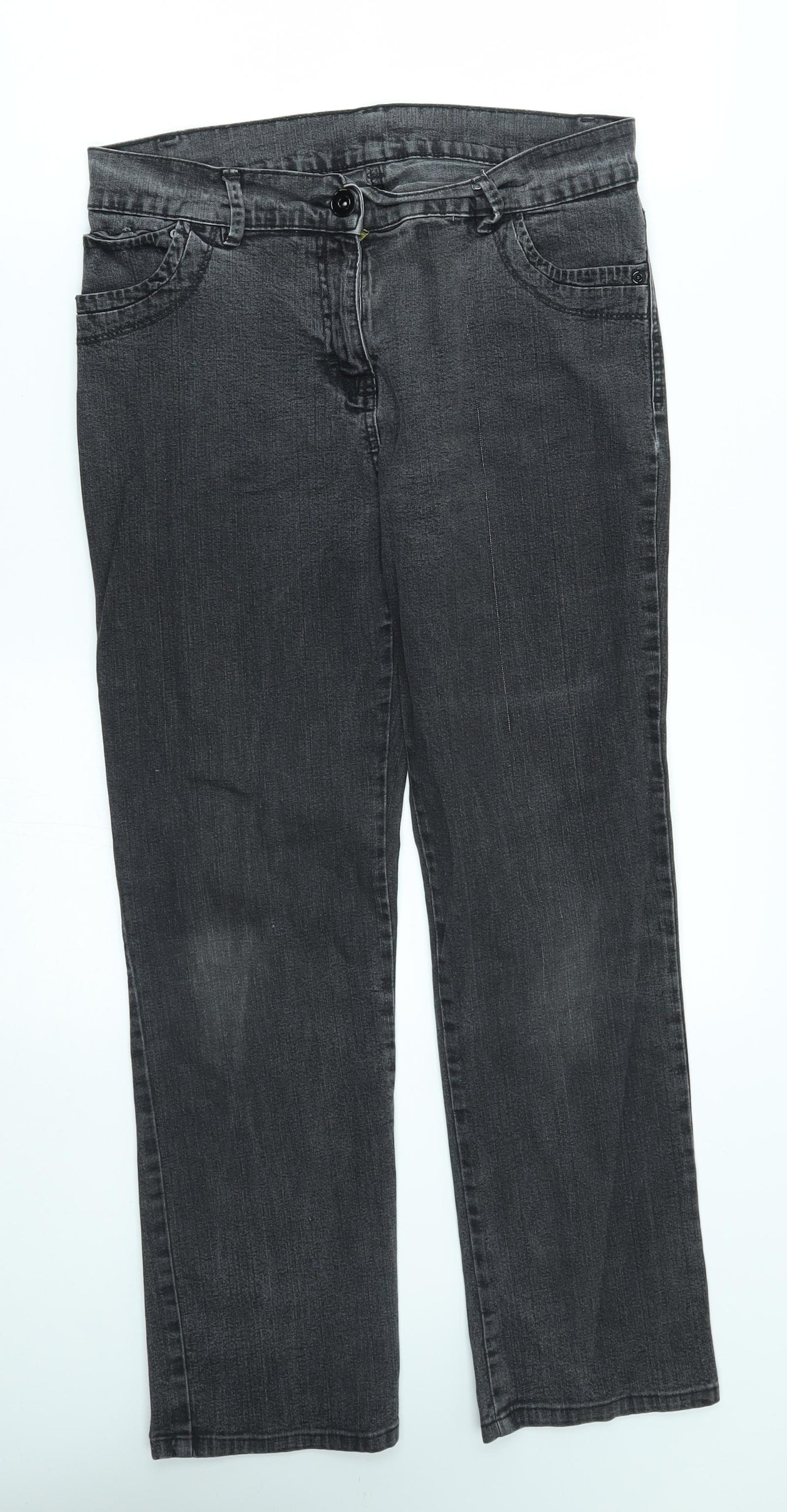 M&S Womens Grey   Straight Jeans Size 12 L27 in