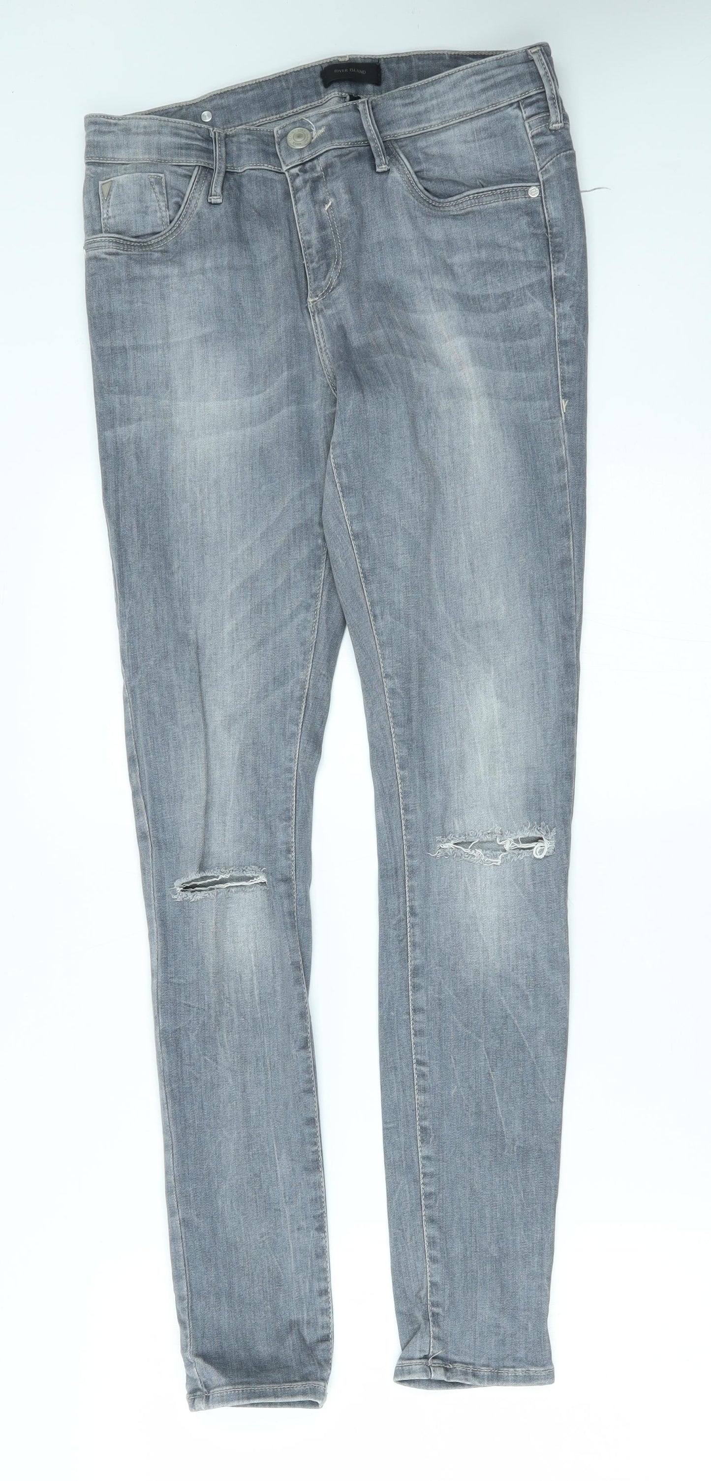 River Island Womens Grey   Skinny Jeans Size 12 L29 in
