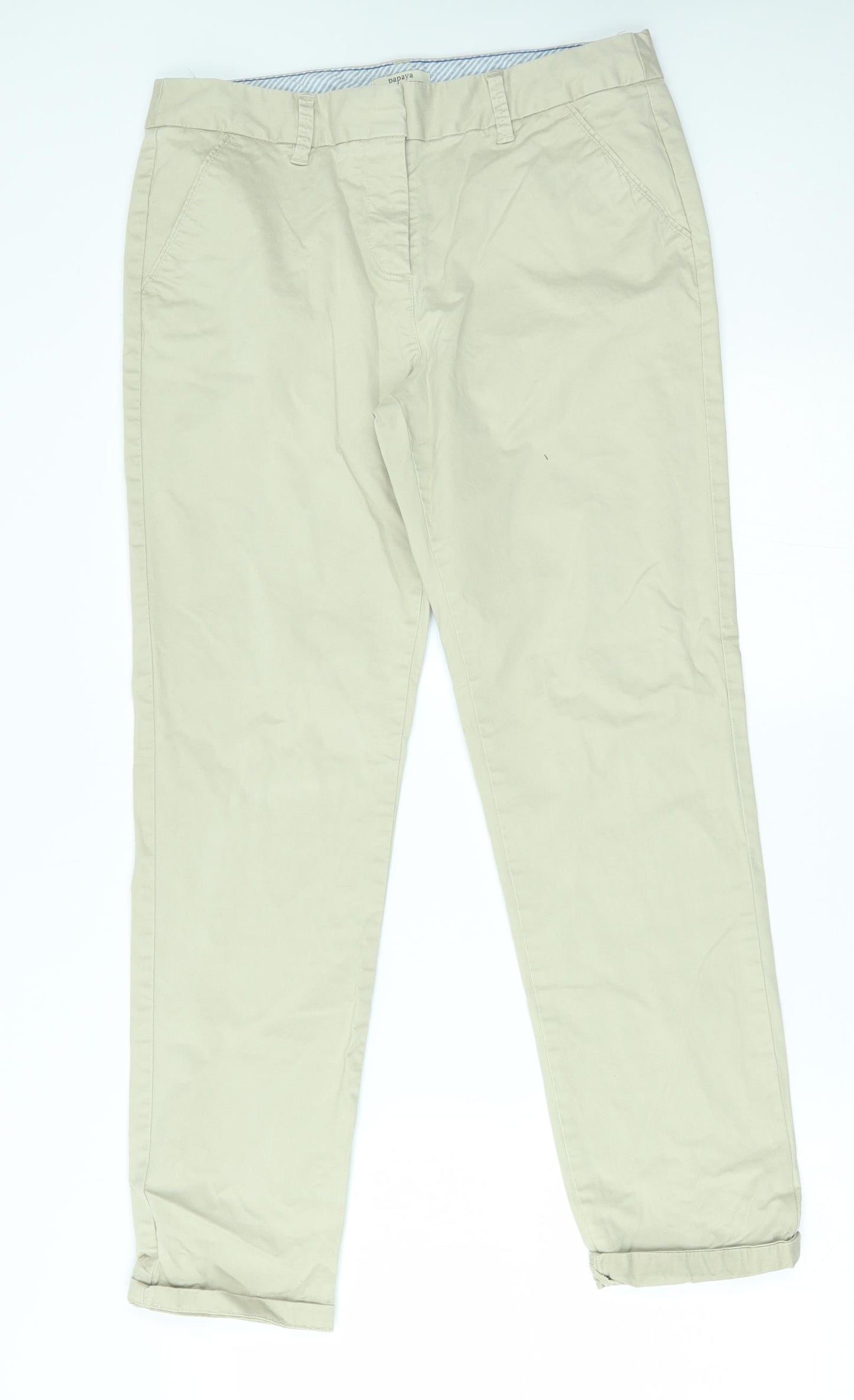 Papaya Womens Beige   Chino Trousers Size 12 L27 in