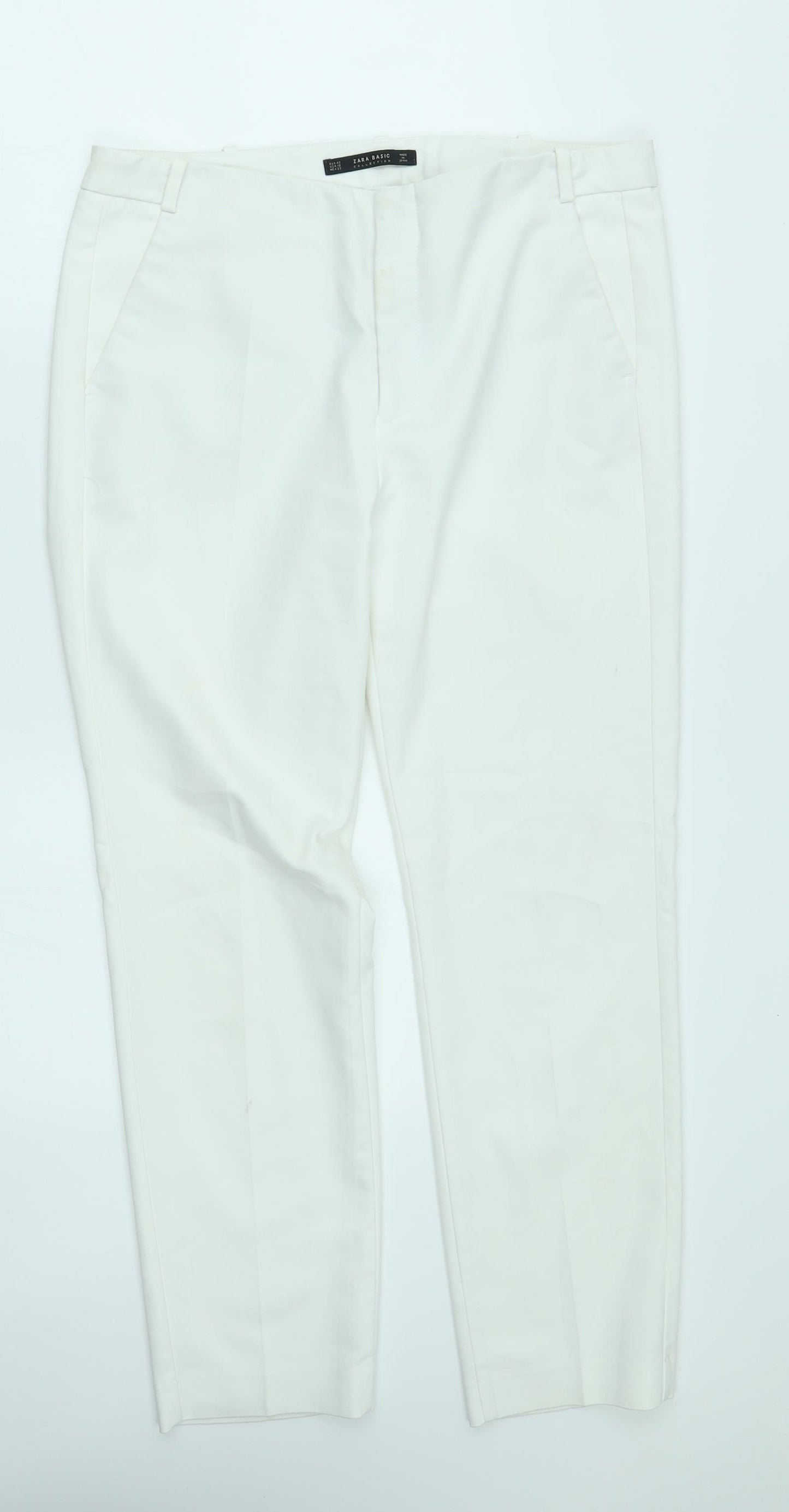 Zara Womens White   Trousers  Size 14 L27 in