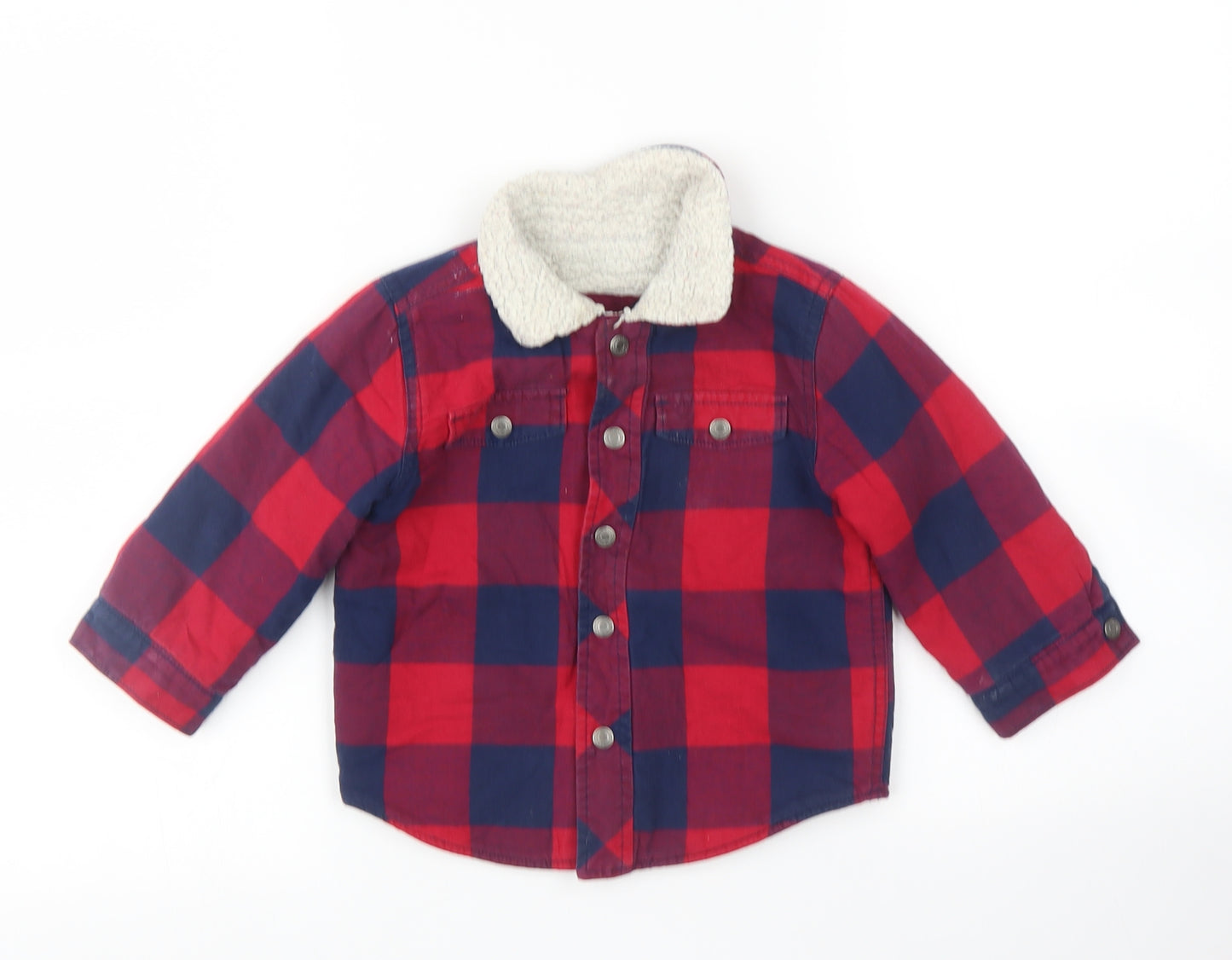 Gap Boys Red Plaid  Shirt Jacket Jacket Size 18-24 Months