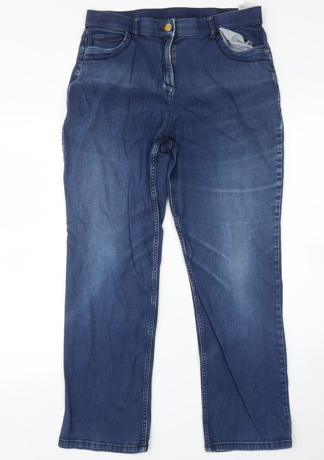 M&S Womens Blue   Straight Jeans Size 14 L28 in