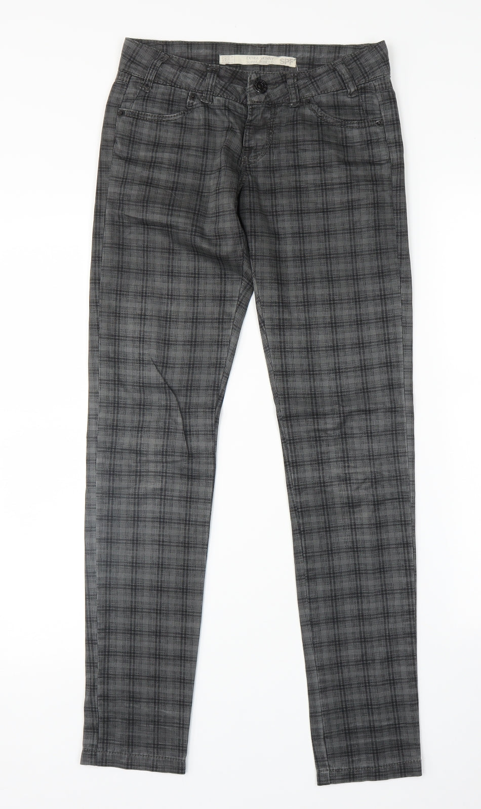 SPF Womens Grey Plaid  Chino Trousers Size 6 L30 in