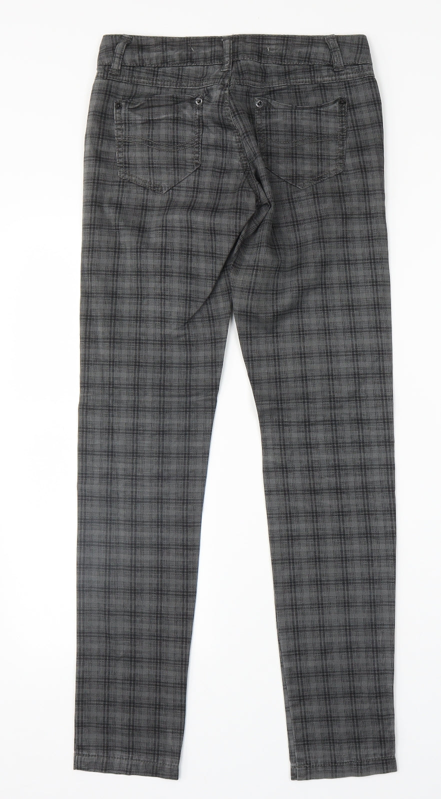 SPF Womens Grey Plaid  Chino Trousers Size 6 L30 in
