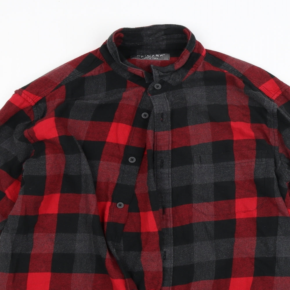 Primark Mens Red Check   Button-Up Size L