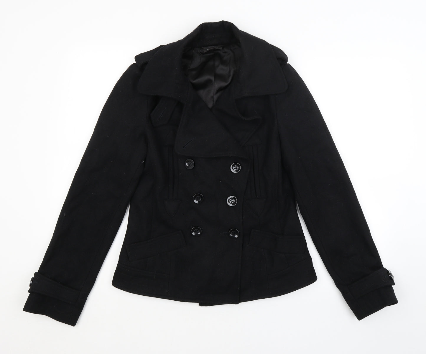 Topshop Womens Black   Pea Coat Coat Size 10
