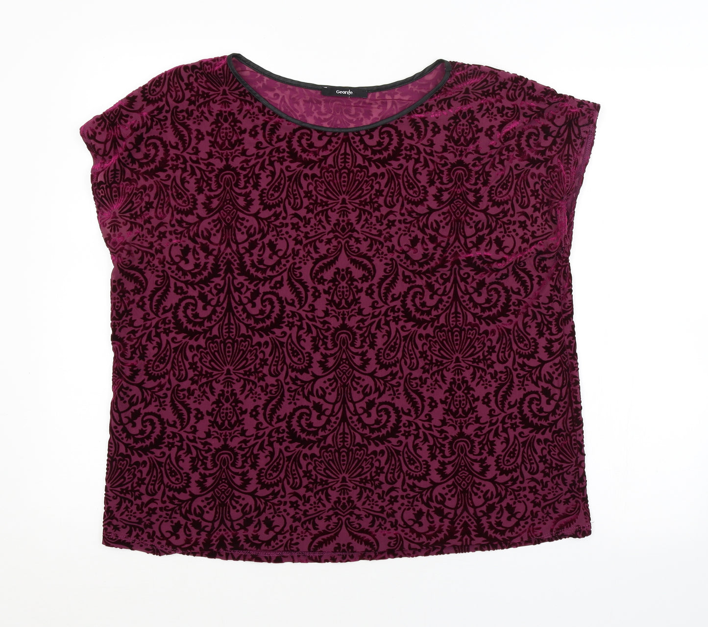 George Womens Purple Paisley  Basic Blouse Size 16