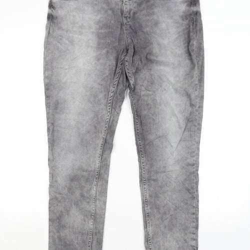 BE YOU Womens Grey   Straight Jeans Size 34 in L29 in